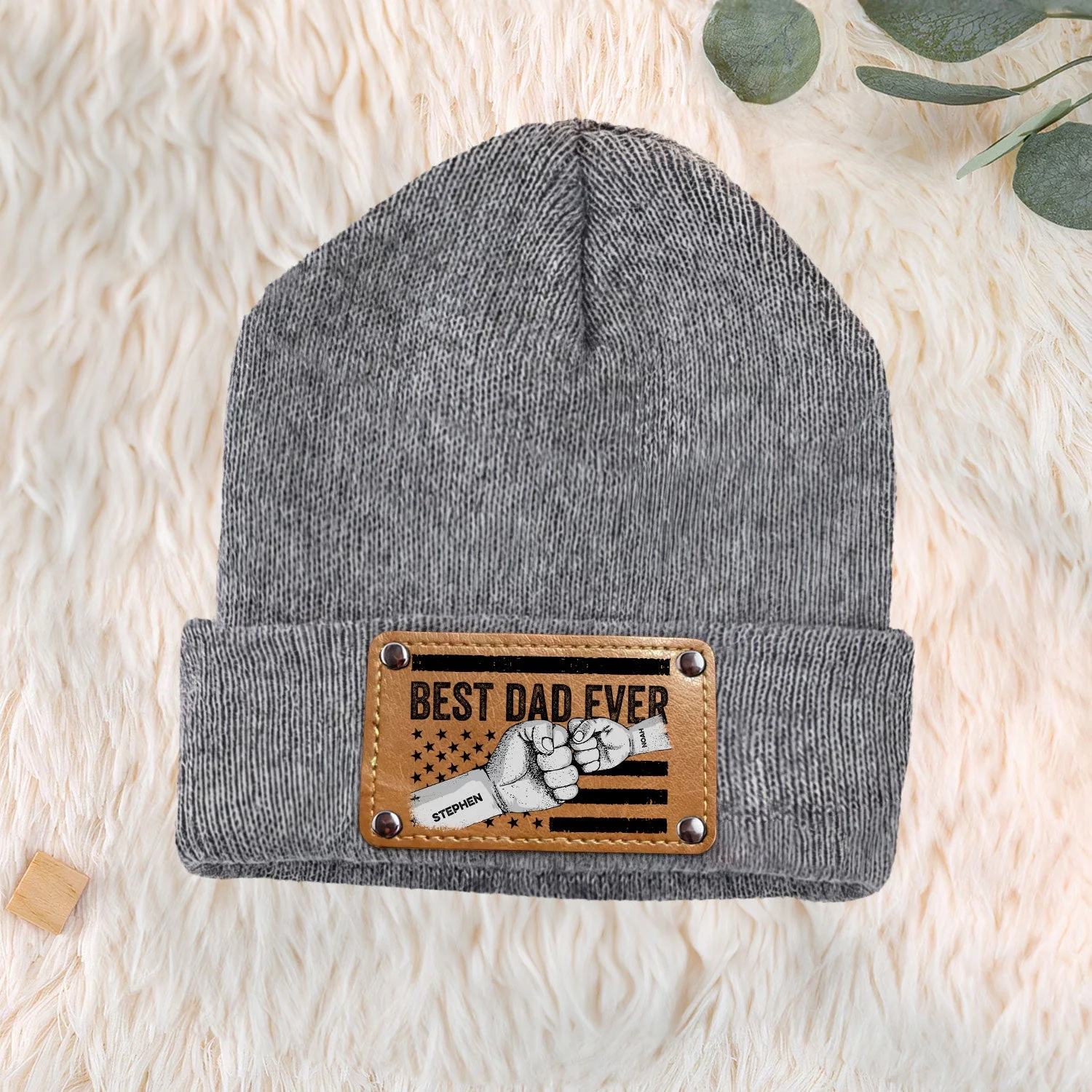 Best Dad Ever - Personalized Beanie - Image 4