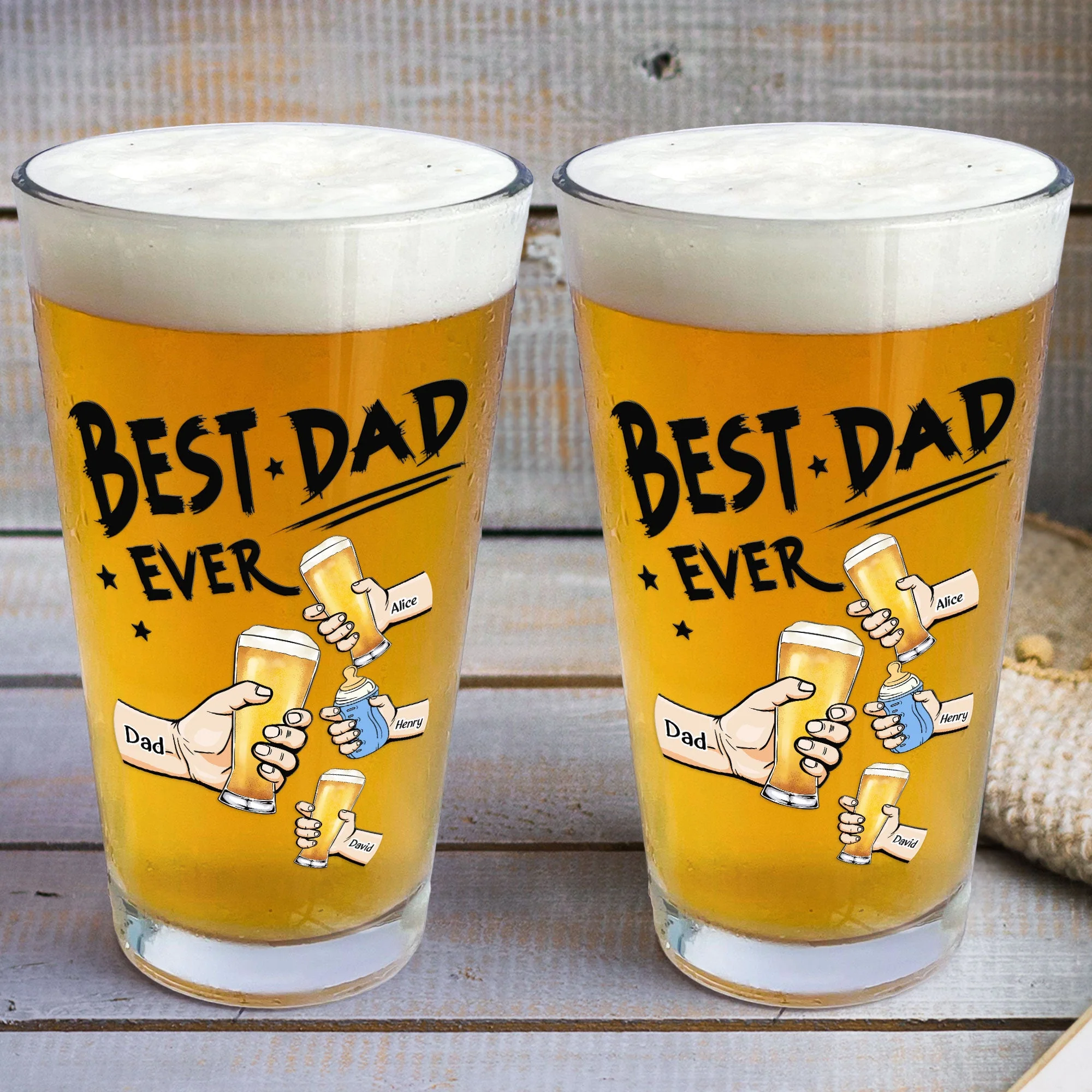 Best Dad Ever - Personalized Beer Glass - Image 3
