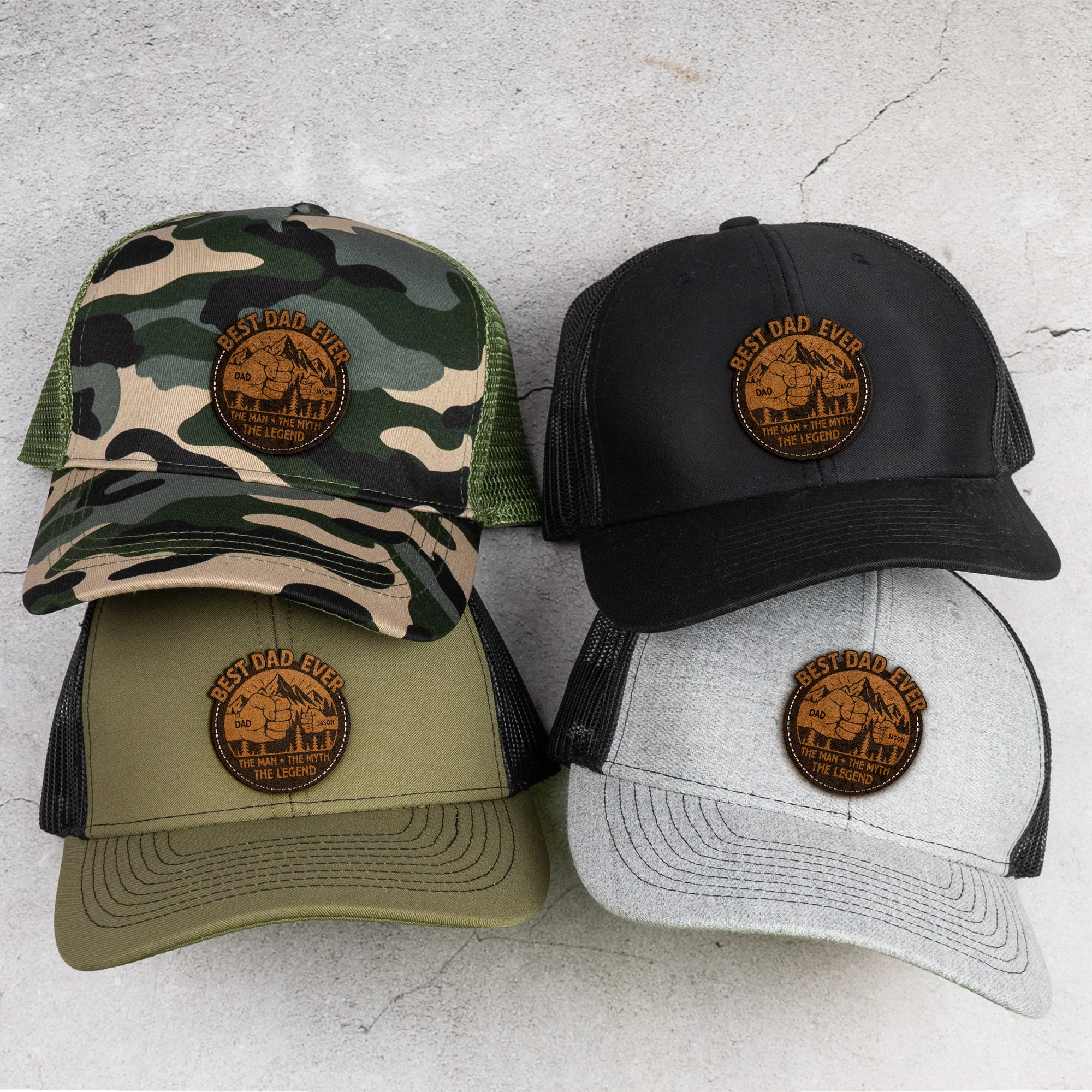 Best Dad Ever The Man The Myth The Legend - Personalized Leather Patch Hat - Image 2