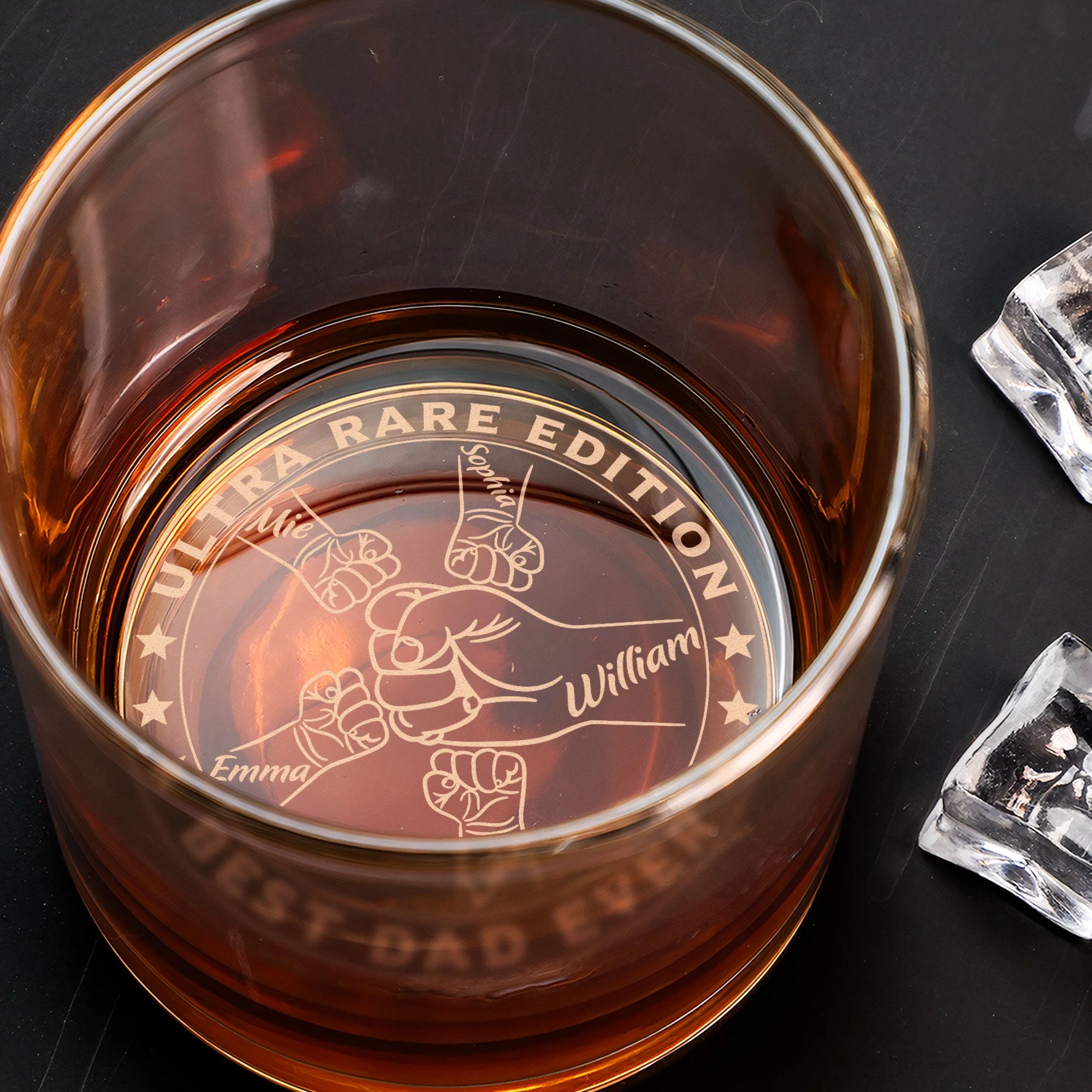 Best Dad Ever Ultra Rare Edition - Personalized Engraved Whiskey Glass - Image 2