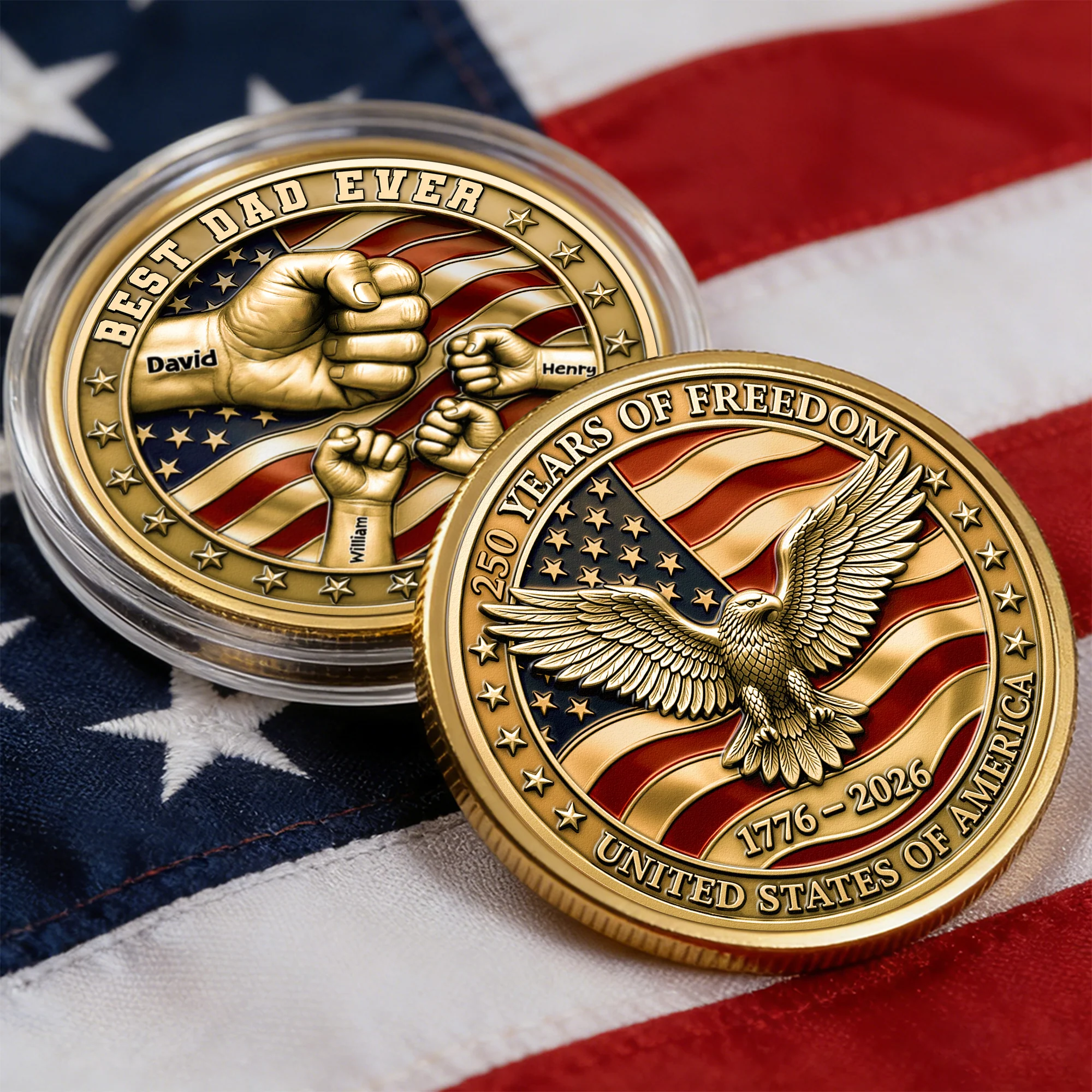 Best Dad Ever USA 250Th Anniversary - Personalized Coin - Image 7