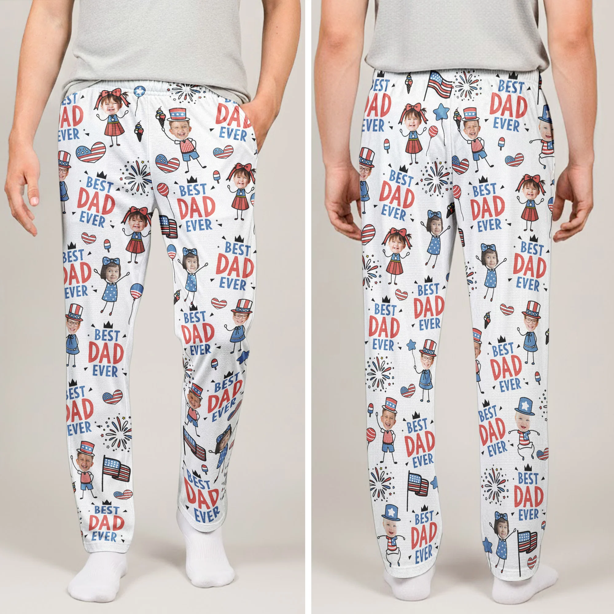 Best Dad Ever USA Flag - Personalized Lounge Pants - Image 2