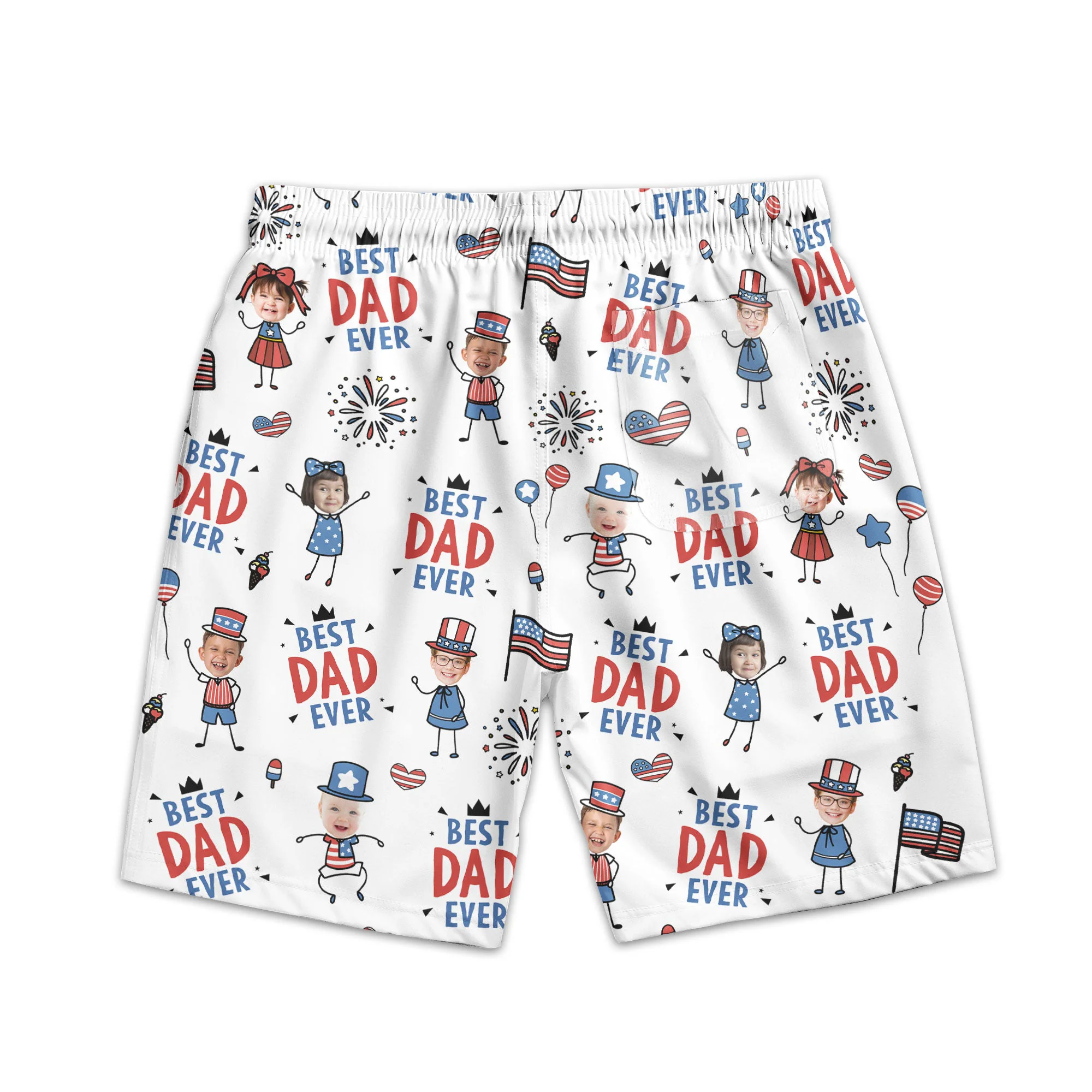 Best Dad Ever USA Flag - Personalized Shorts - Image 4