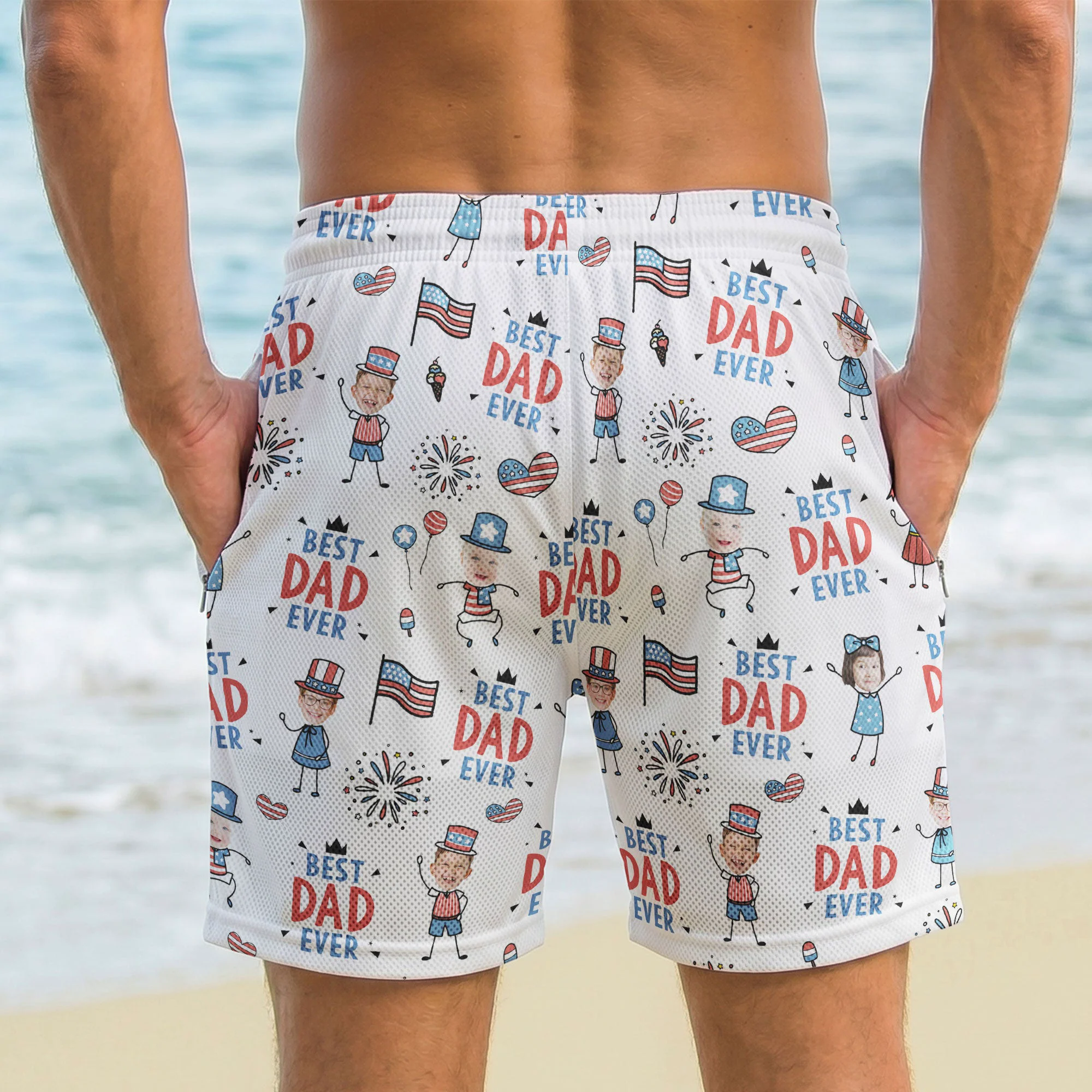 Best Dad Ever Usa Flag - Personalized Shorts - Image 2