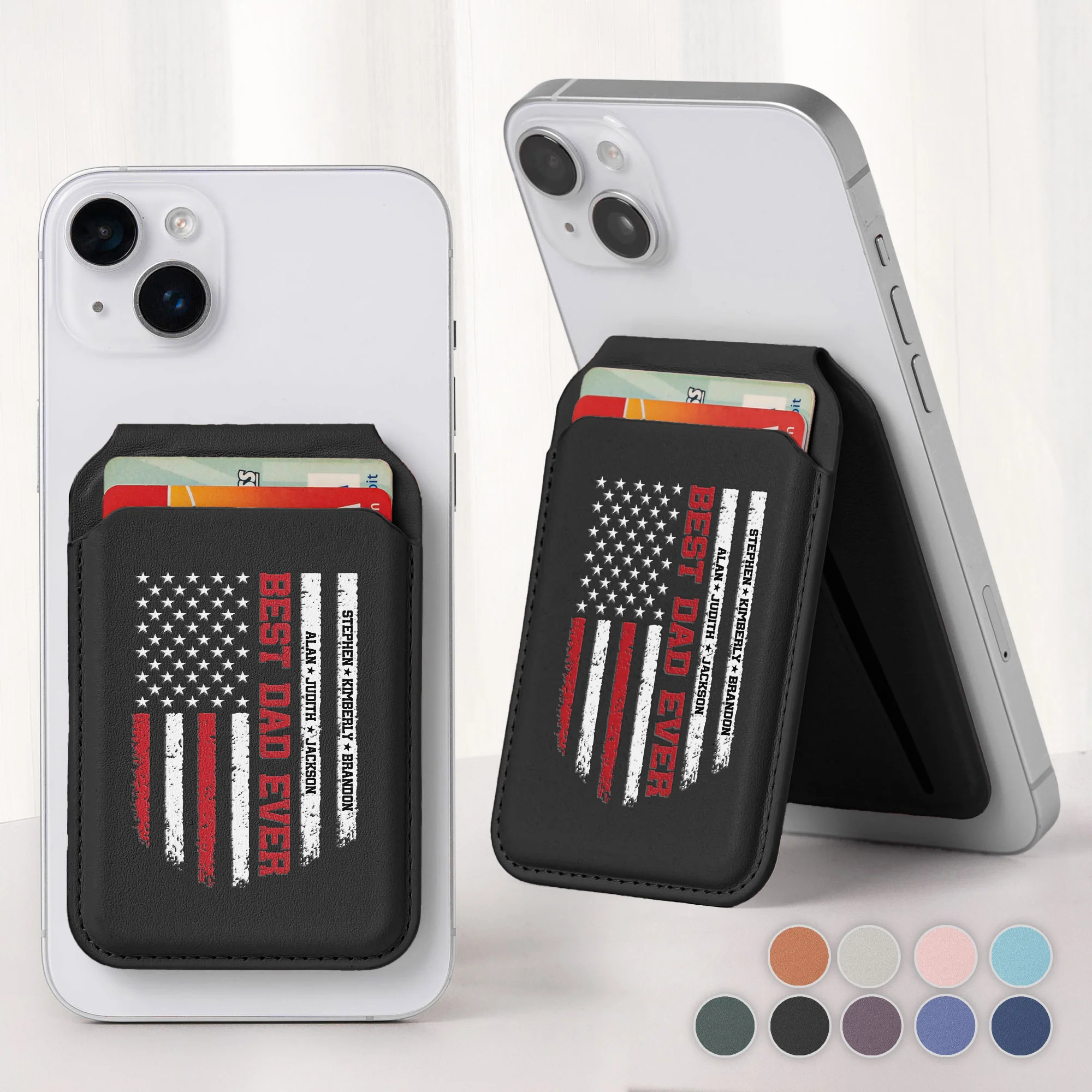 Best Dad, Grandpa, Papa Ever - Us Flag - Personalized Wallet Compatible With Magsafe