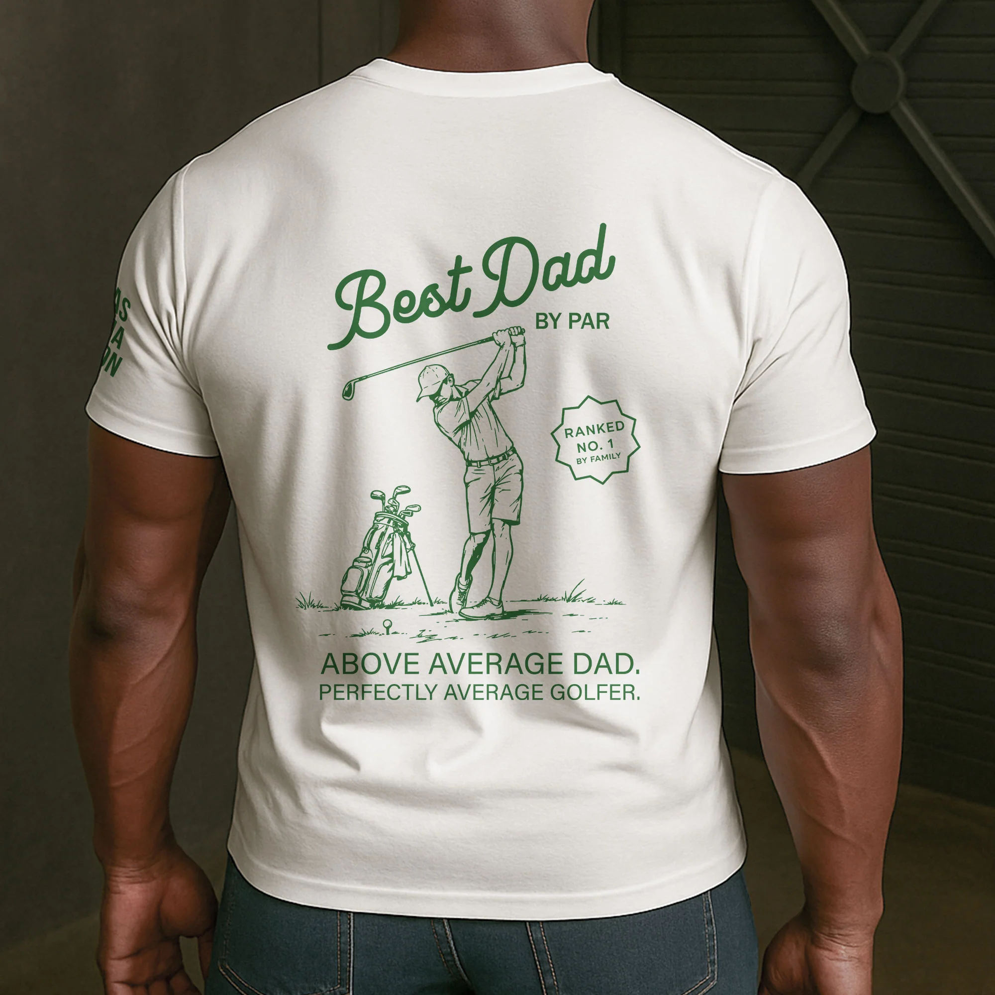 Best Dad, Papa By Par Custom Name In Sleeves - Personalized Shirt - Image 3