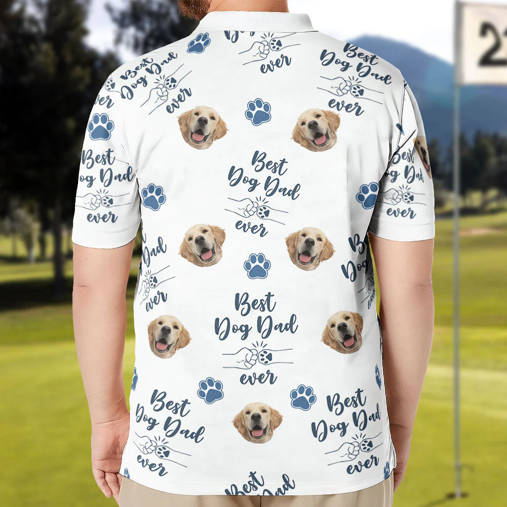 Best Dog Dad Ever - Personalized Photo Polo Shirt - Image 4