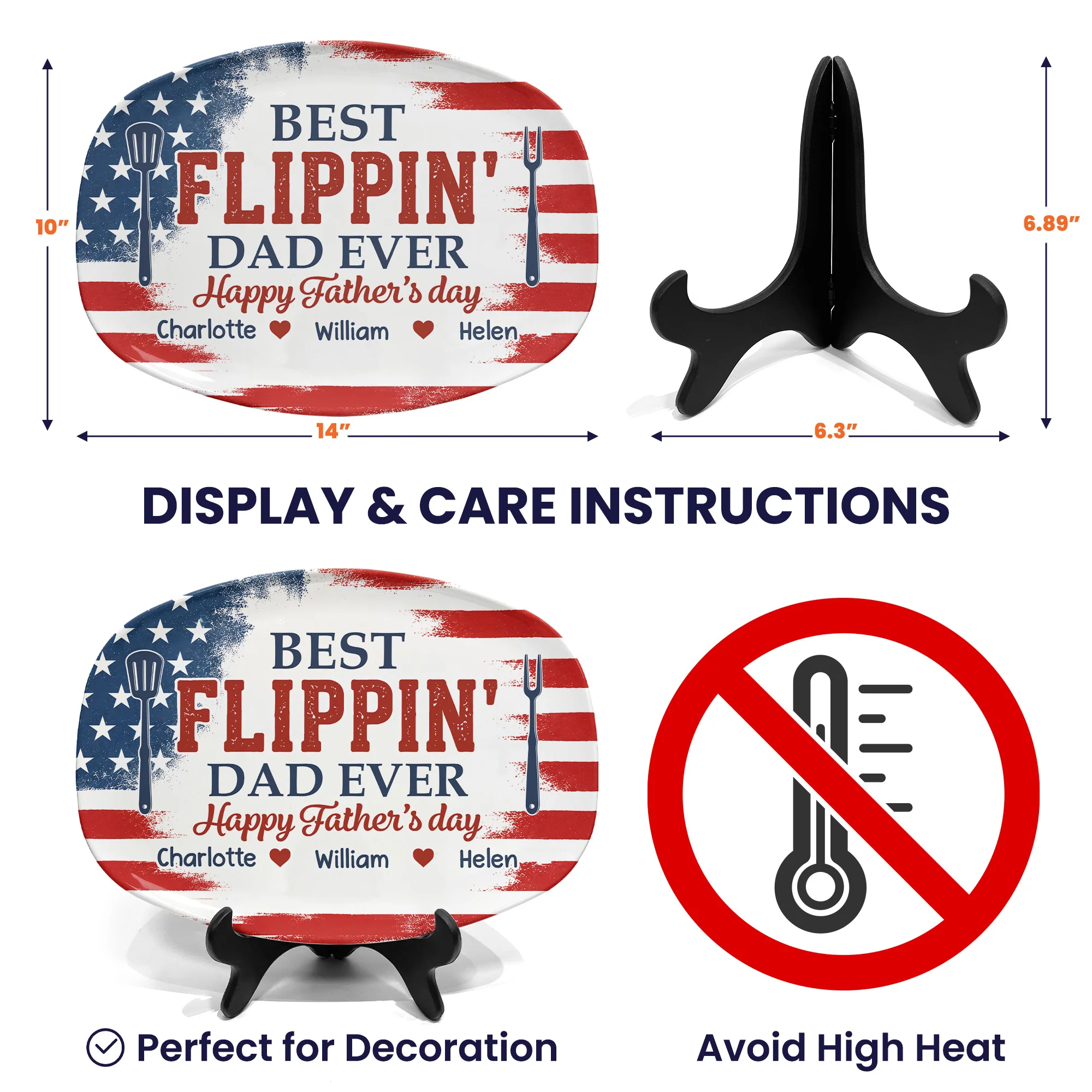 Best Flippin' Dad Ever Gift For Dad, Husband - Personalized Platter - Image 5