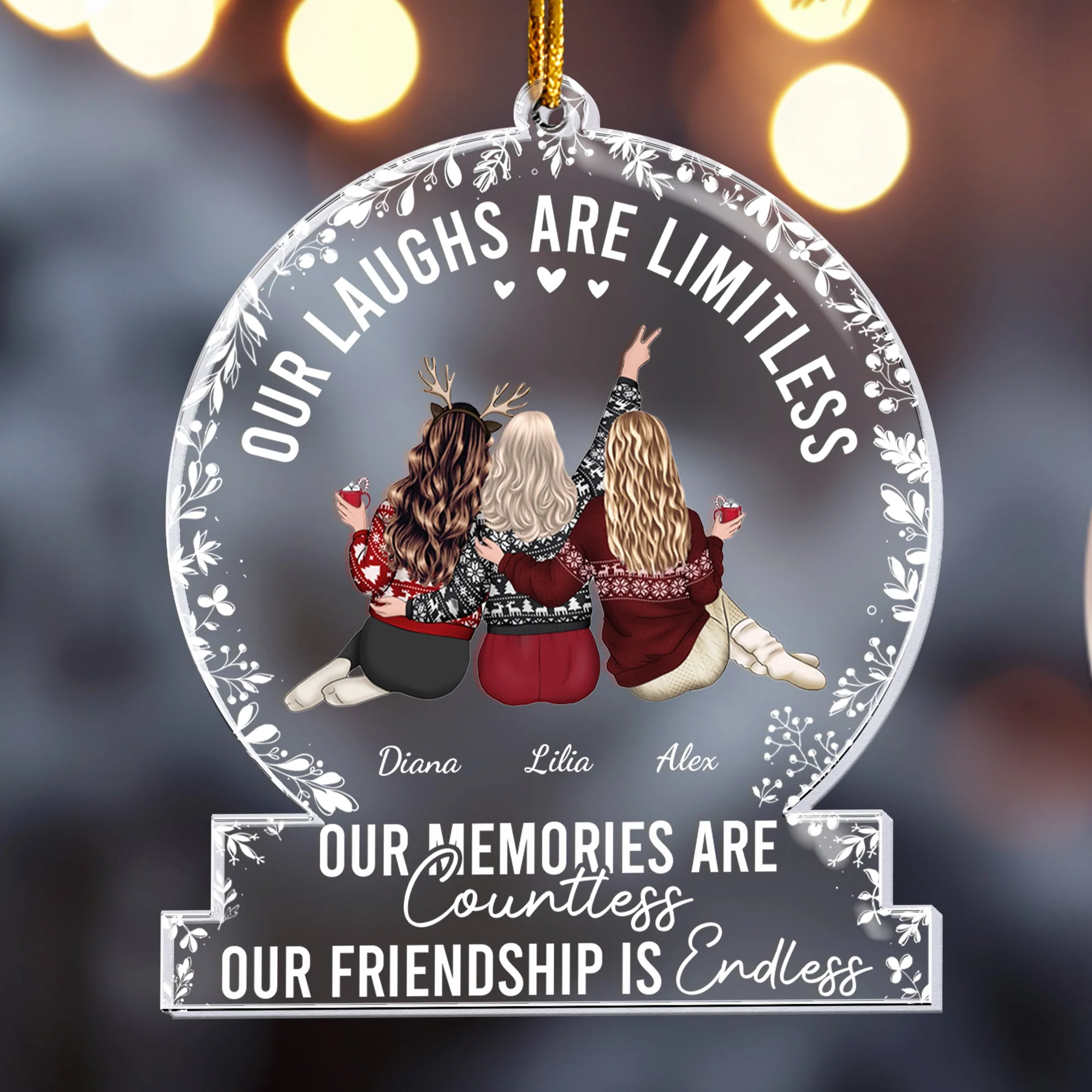 Our laughs are limitless, Our memories are countless, Our friendship is endless - Personalized Friends Ornament - Gift For Friend - Image 3
