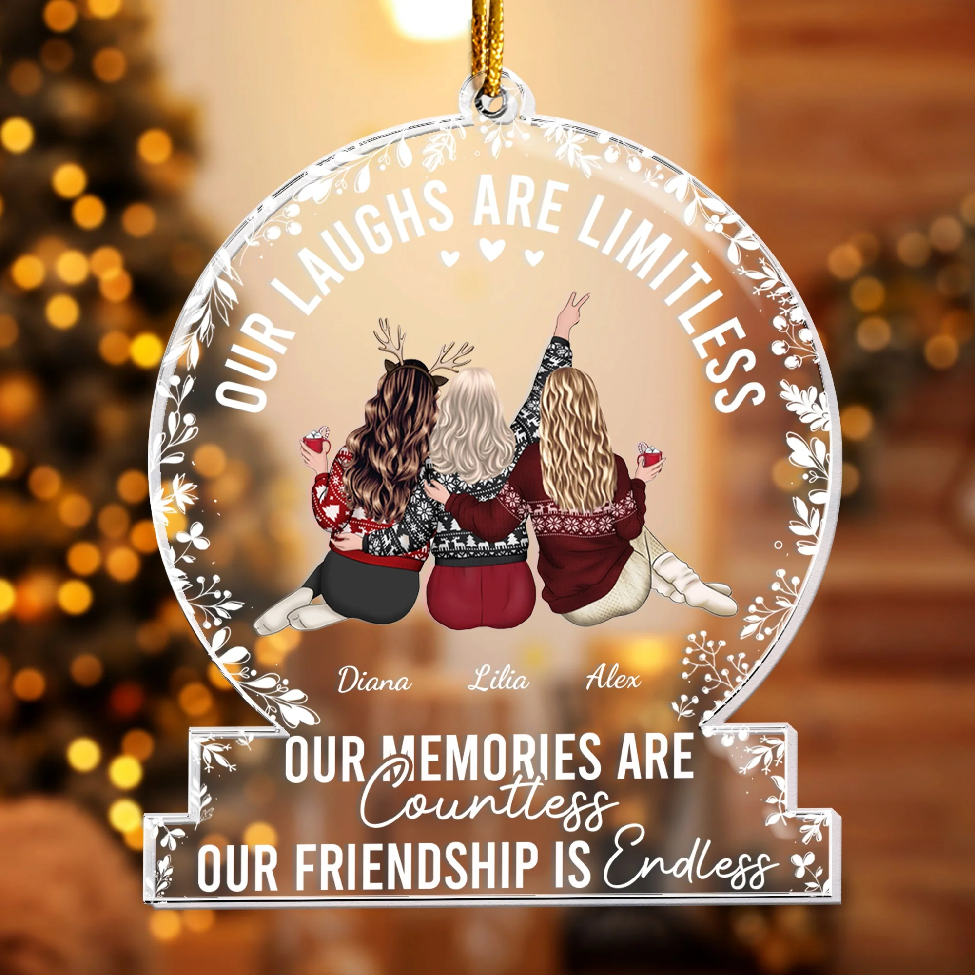 Our laughs are limitless, Our memories are countless, Our friendship is endless - Personalized Friends Ornament - Gift For Friend - Image 4