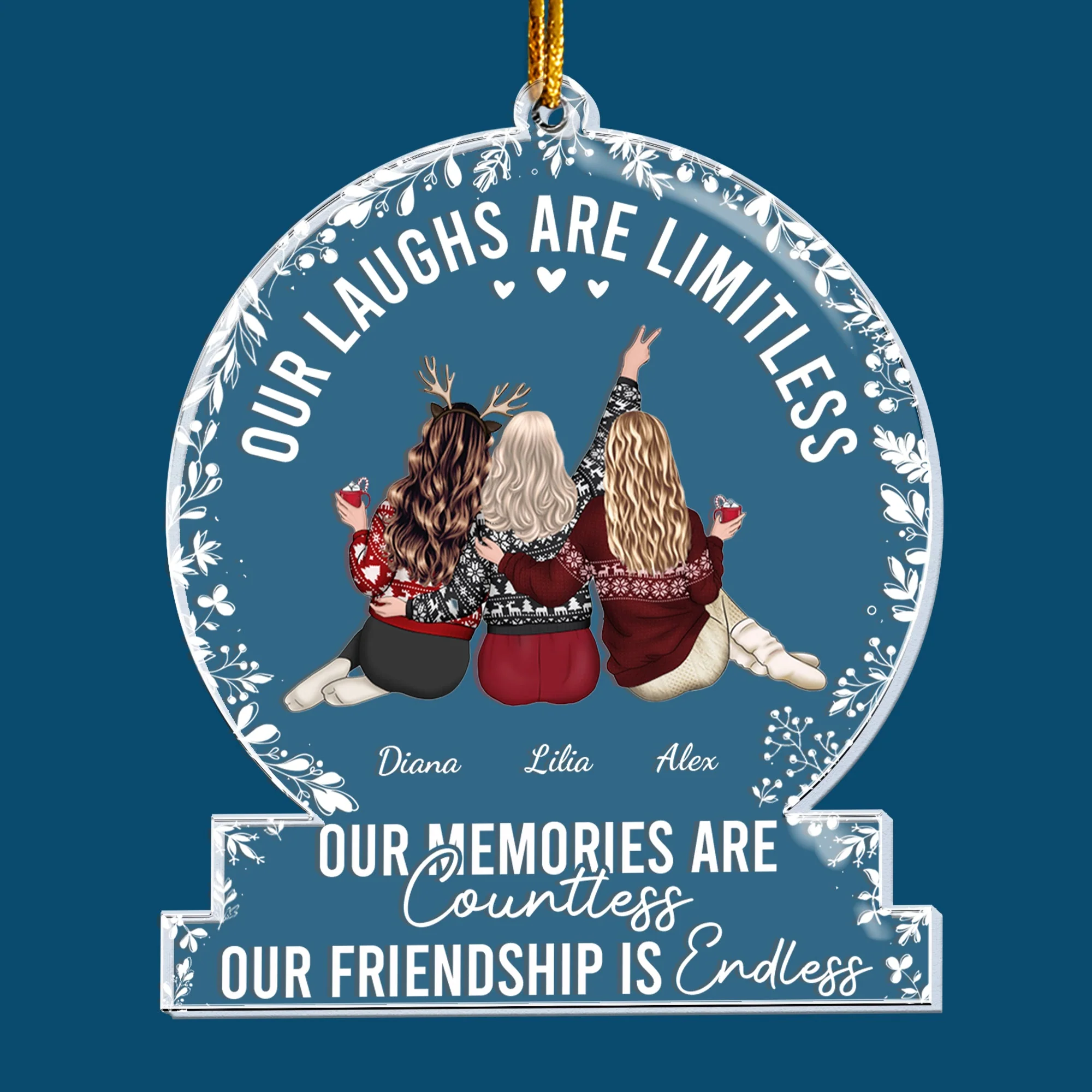 Our laughs are limitless, Our memories are countless, Our friendship is endless - Personalized Friends Ornament - Gift For Friend - Image 5