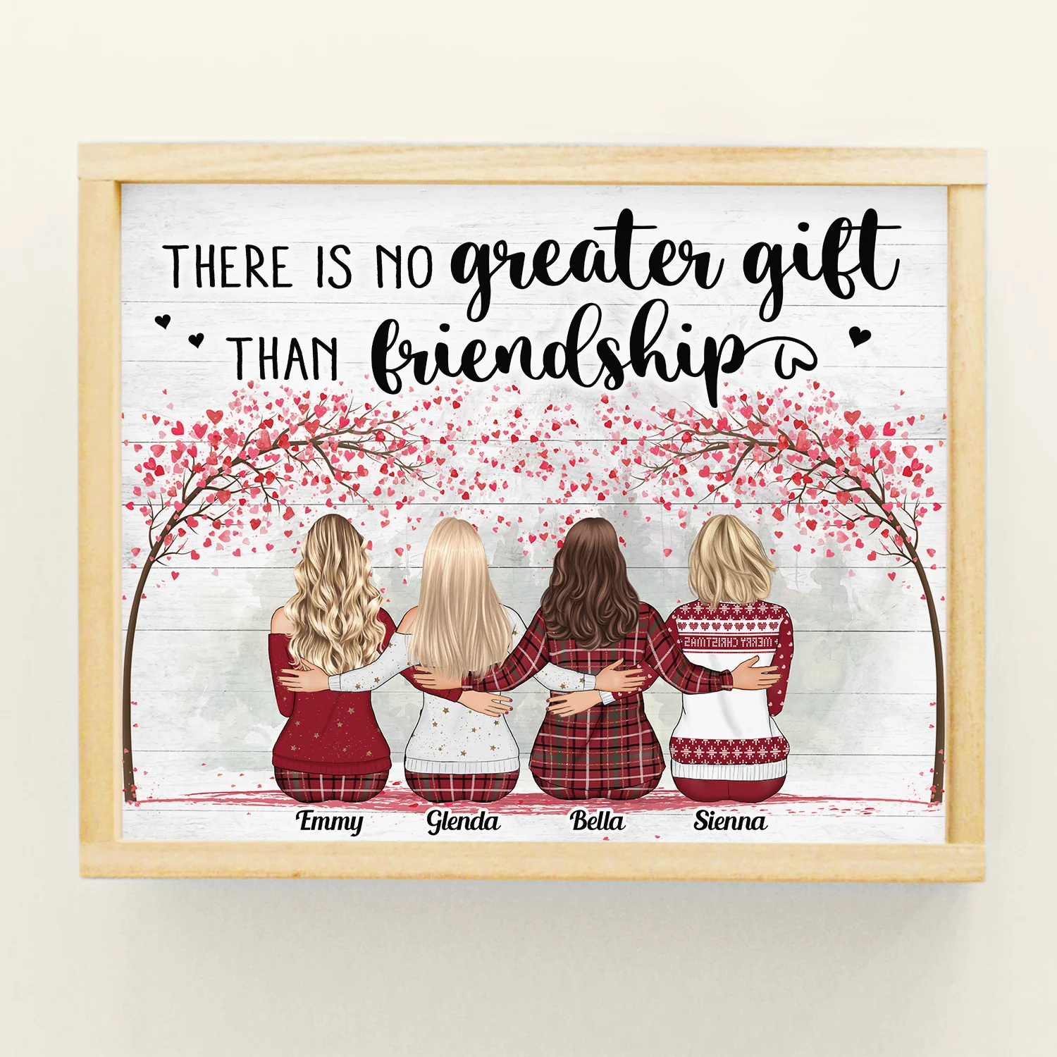 Best Friends Are Hard To Find The Bests Are Already Mine Pink Tree - Personalized Poster - Christmas Gift For Friends, Besties - Family Hugging - Image 4