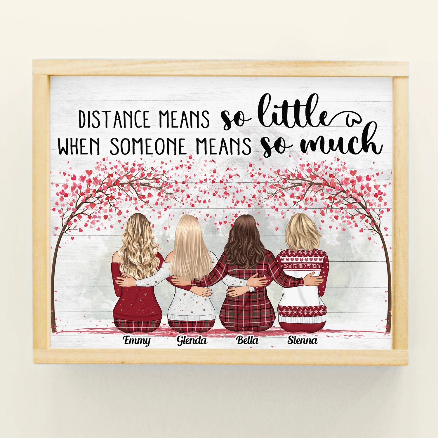 Best Friends Are Hard To Find The Bests Are Already Mine Pink Tree - Personalized Poster - Christmas Gift For Friends, Besties - Family Hugging - Image 5