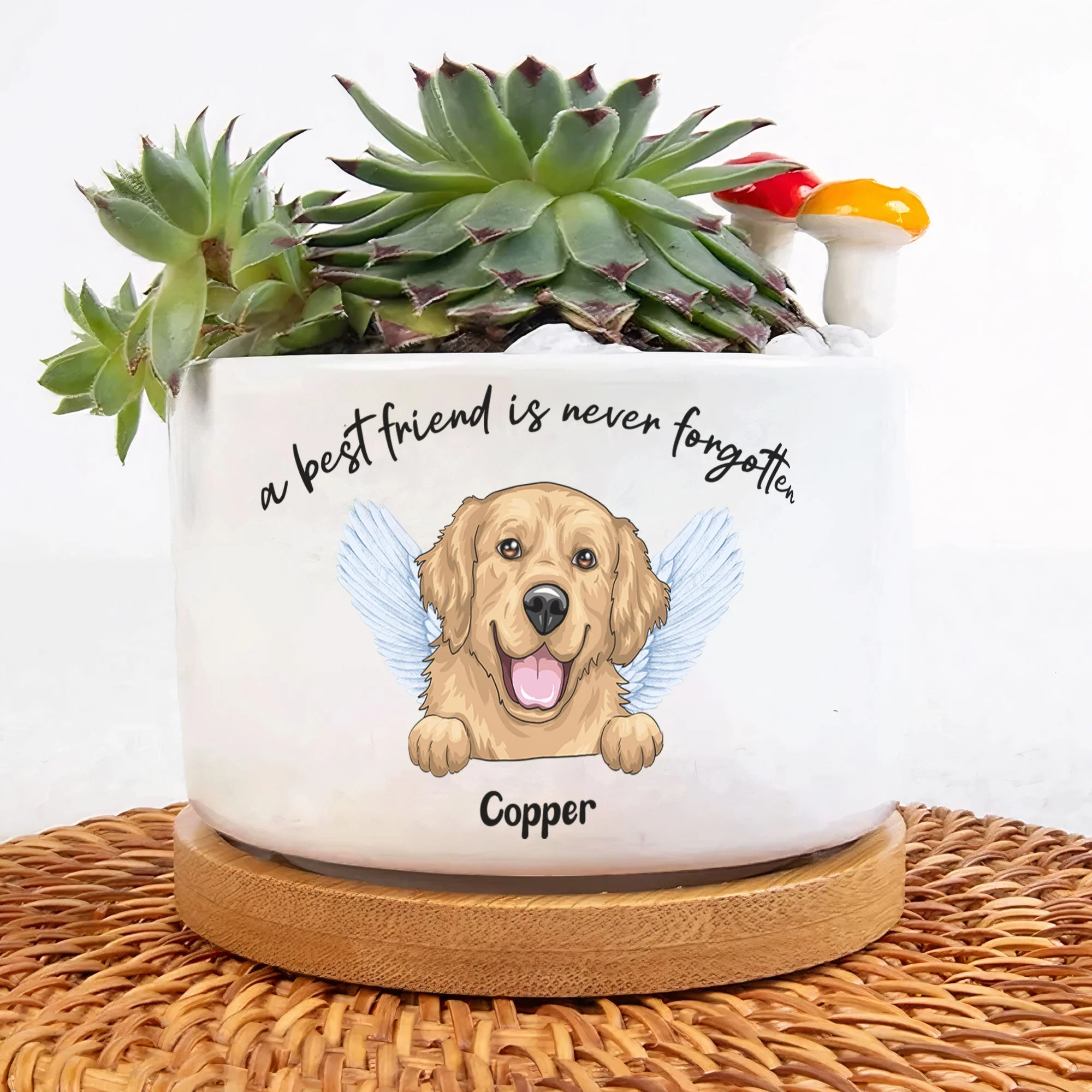 Best Friends Are Never Forgotten - Personalized Ceramic Plant Pot With Tray - Image 3