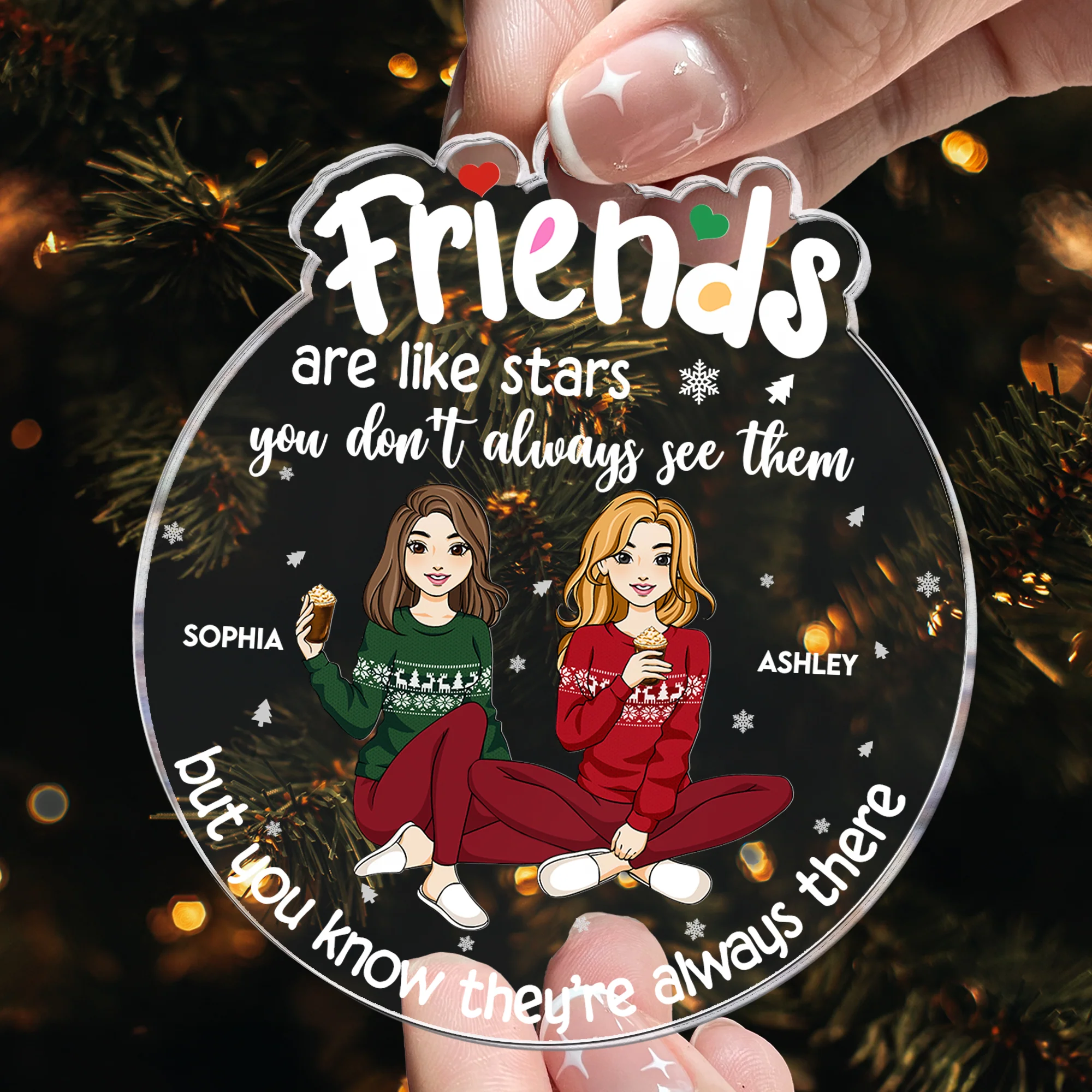 Best Friends Forever Christmas Time - Personalized Acrylic Ornament - Image 2
