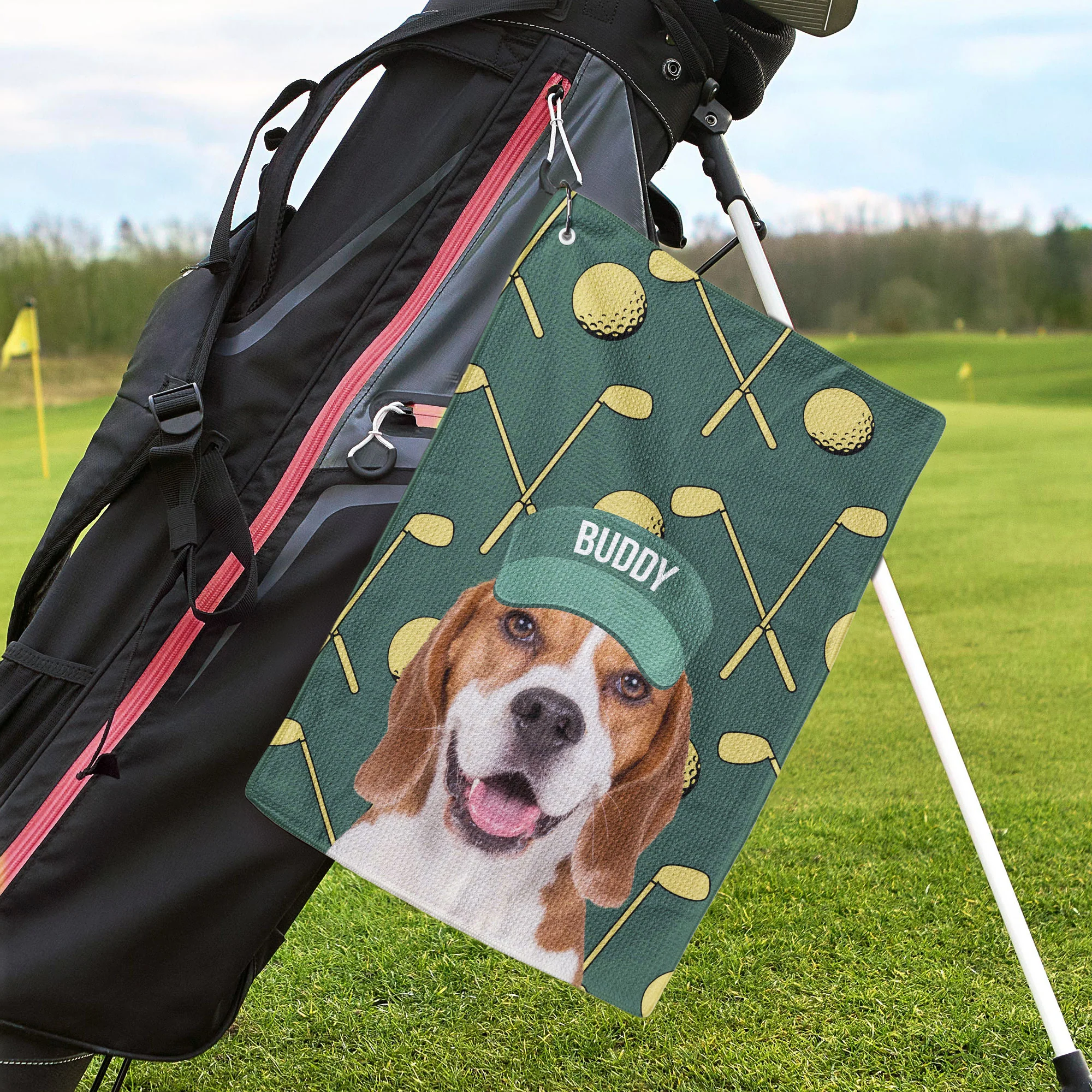 Best Golf Buddy Custom Pet Photo For Golf Lovers, Pet Lovers - Personalized Photo Golf Towel - Image 2