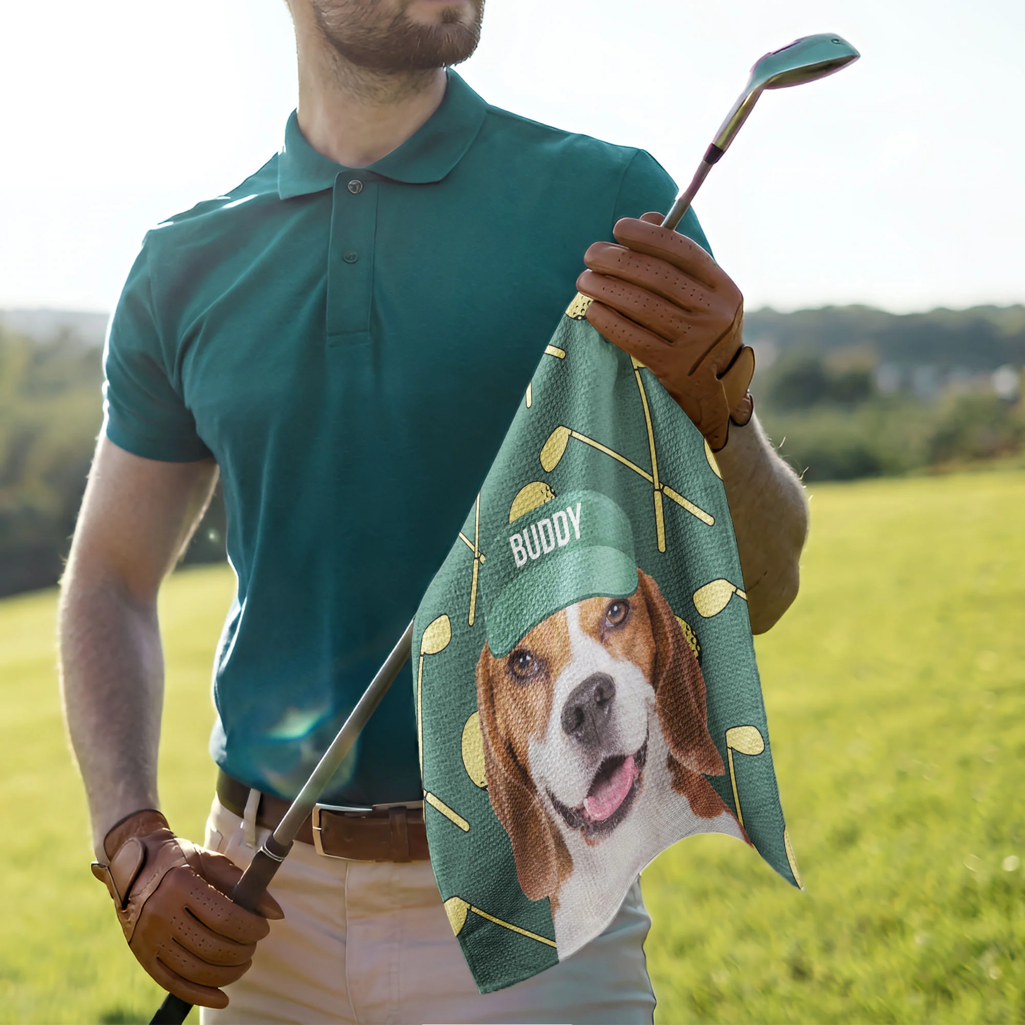 Best Golf Buddy Custom Pet Photo For Golf Lovers, Pet Lovers - Personalized Photo Golf Towel - Image 5