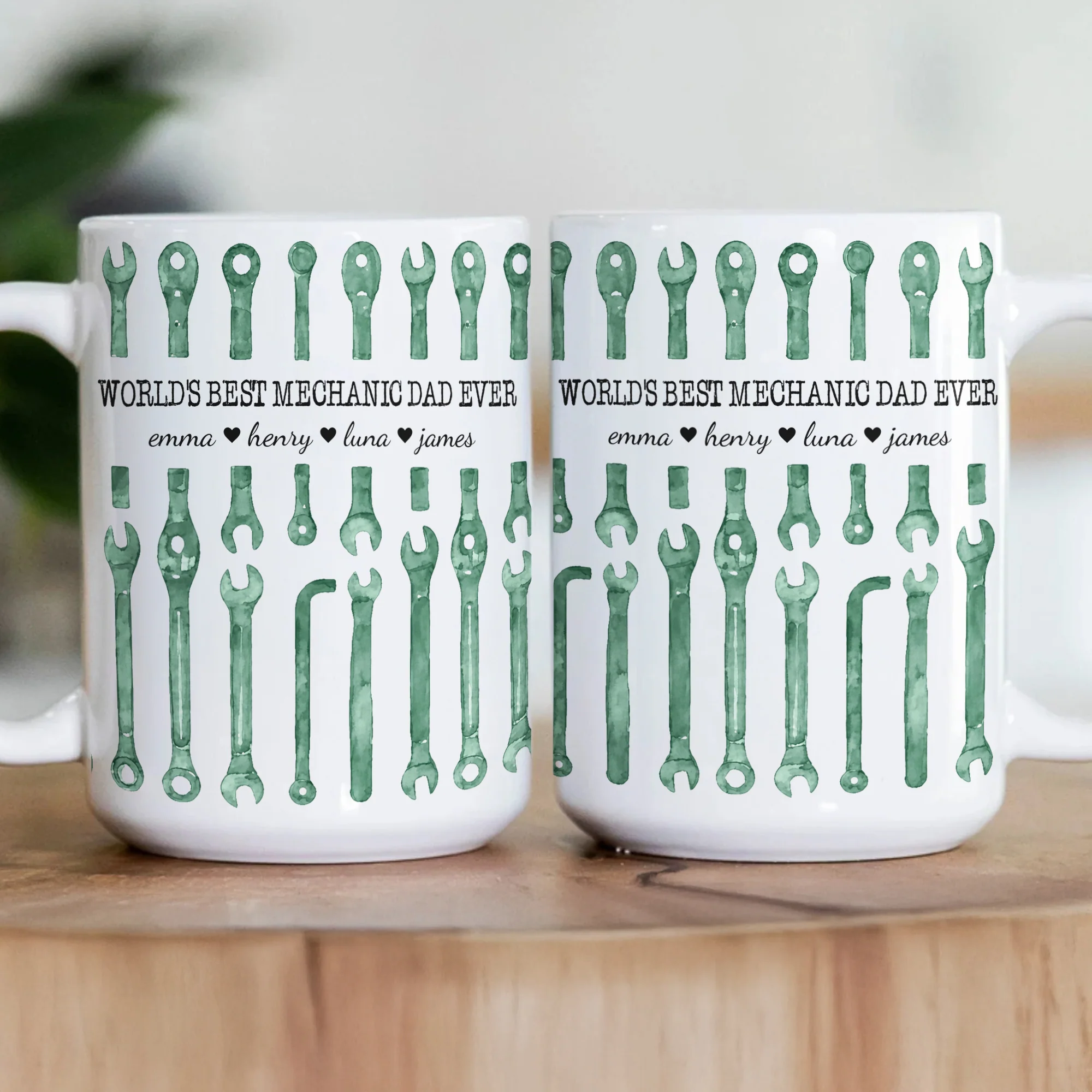 Best Mechanic Dad Ever Custom Kid Names Father's Day Gifts - Personalized Mug - Image 3