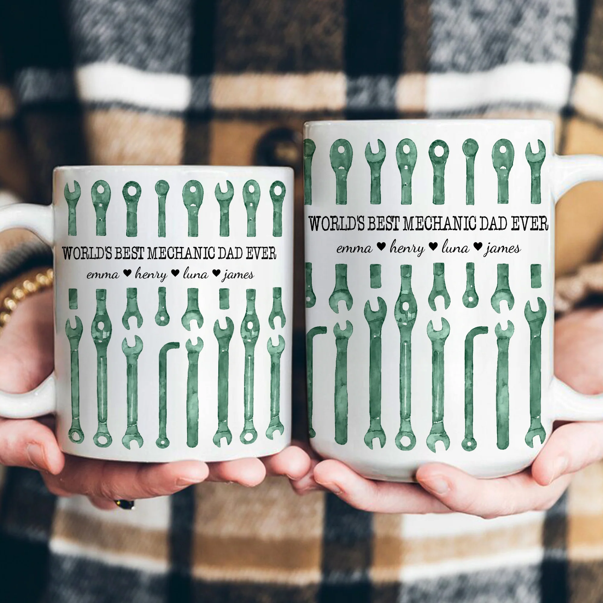 Best Mechanic Dad Ever Custom Kid Names Father's Day Gifts - Personalized Mug - Image 4