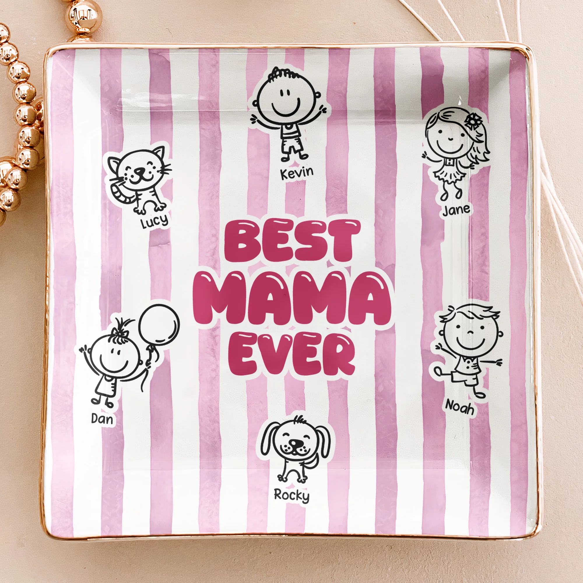 Best Mom Ever Doodle - Personalized Jewelry Dish - Image 3