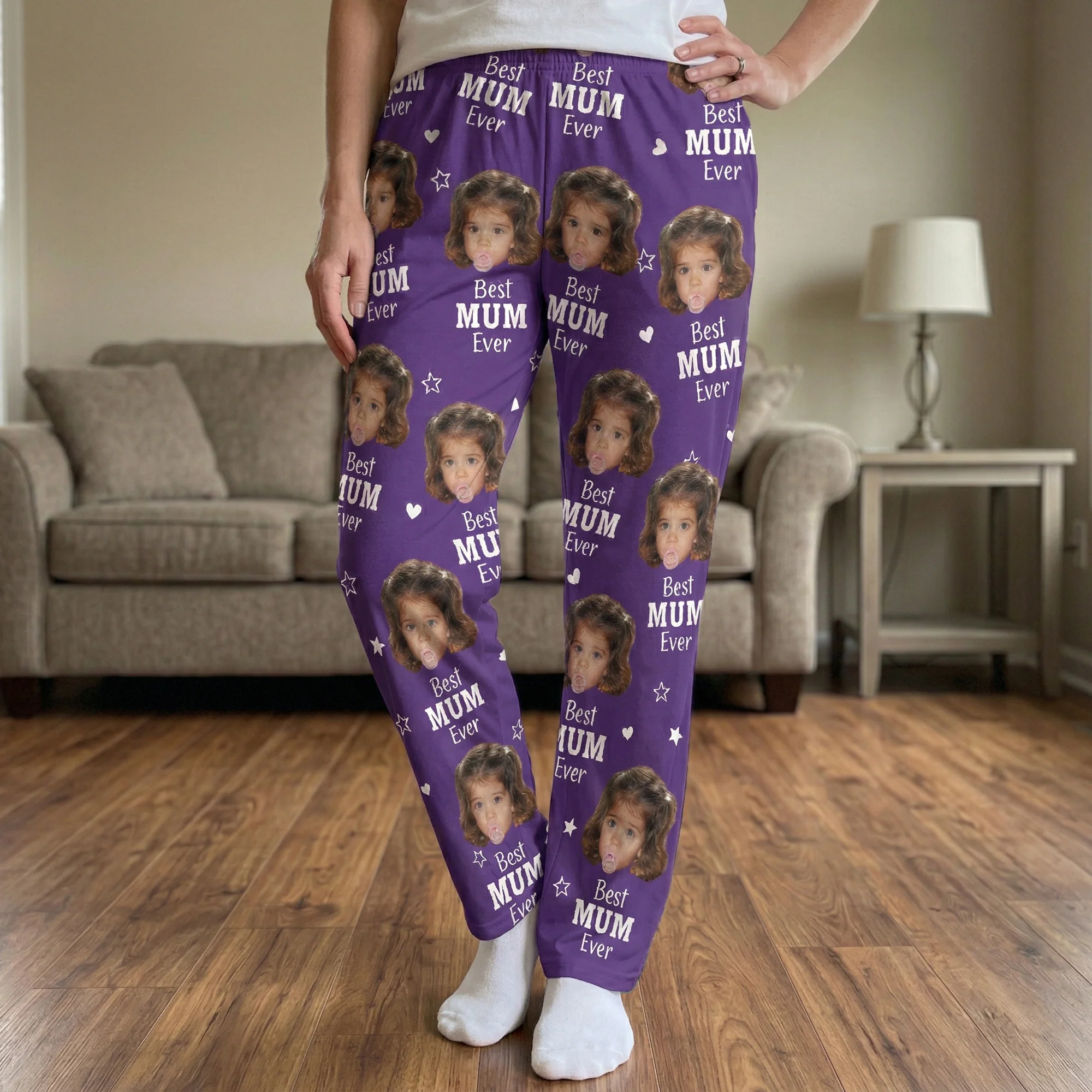 Best Mom Ever Gift For Mom Custom Kids Faces - Personalized Lounge Pants - Image 2