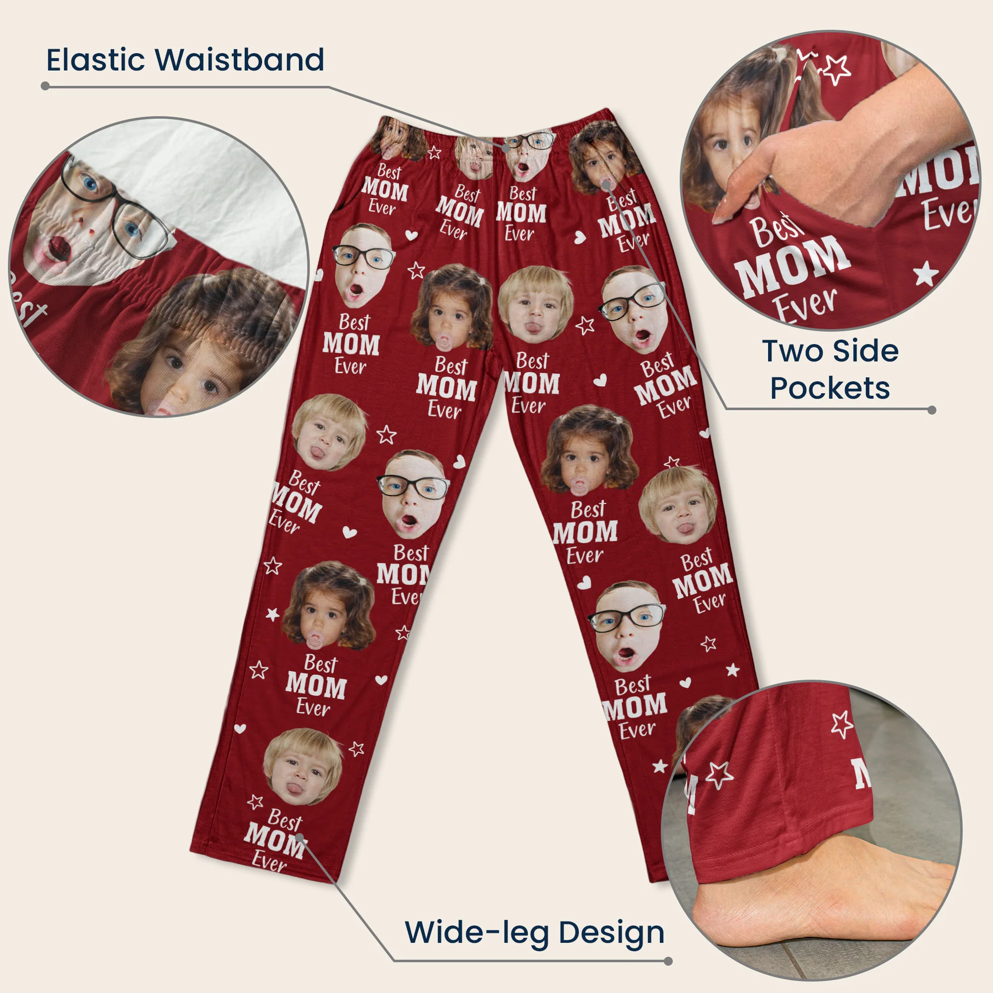 Best Mom Ever Gift For Mom Custom Kids Faces - Personalized Lounge Pants - Image 6
