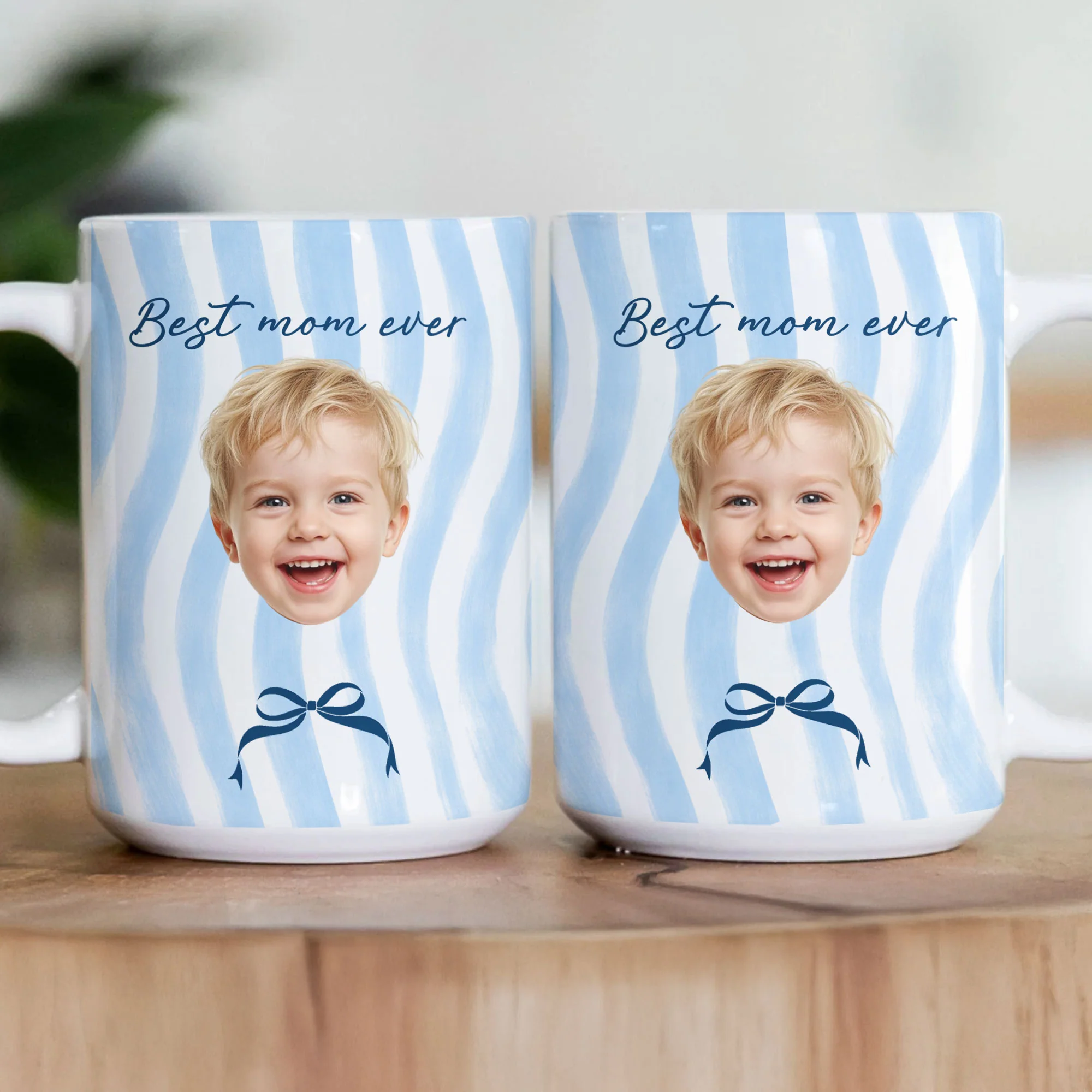 Best Mom Ever Pastel Coquette Stripe - Personalized Mug - Image 4