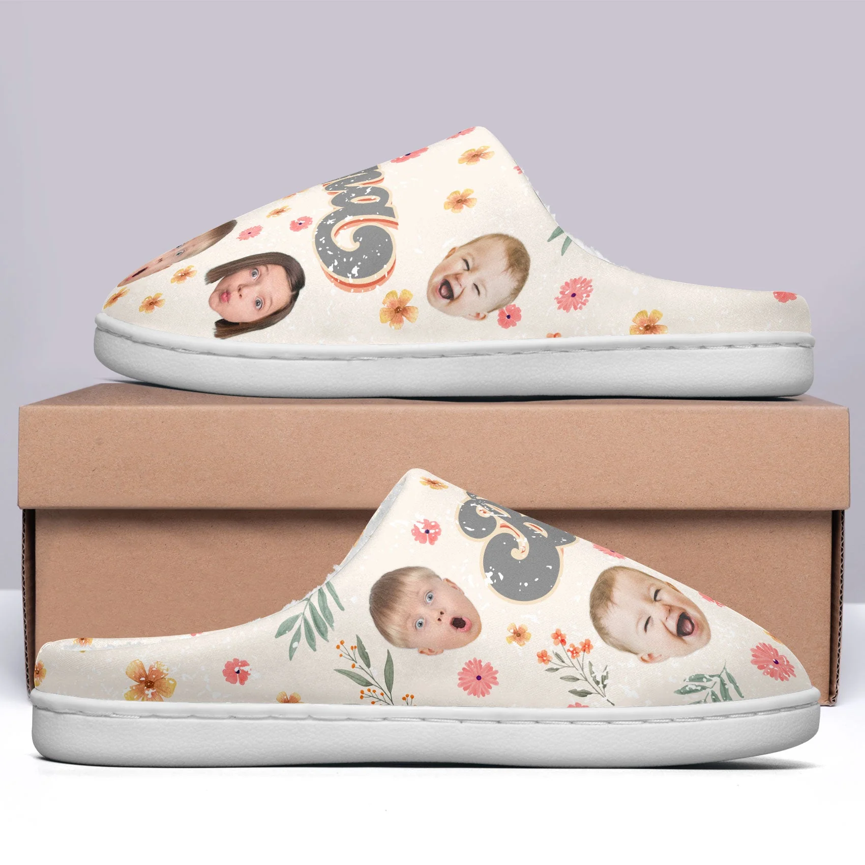 Best Nana Floral Version - Personalized Photo Slippers - Image 4