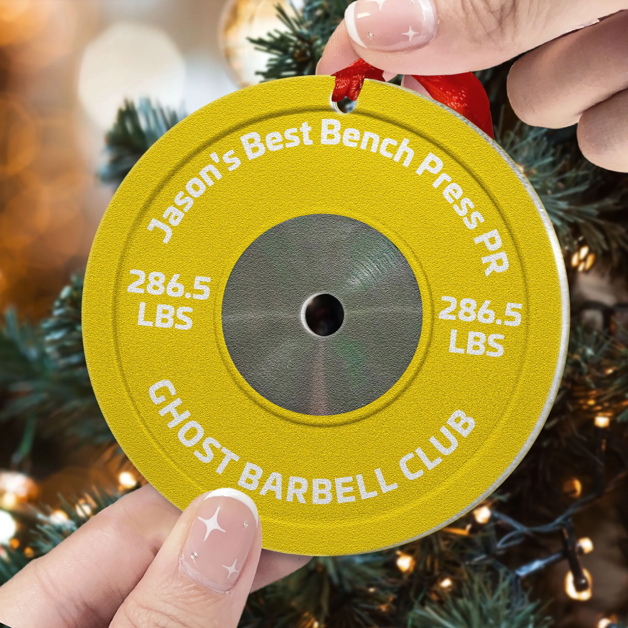 [Only available in the U.S] Best PR On Weight Plate - Personalized Aluminum Ornament - Image 3