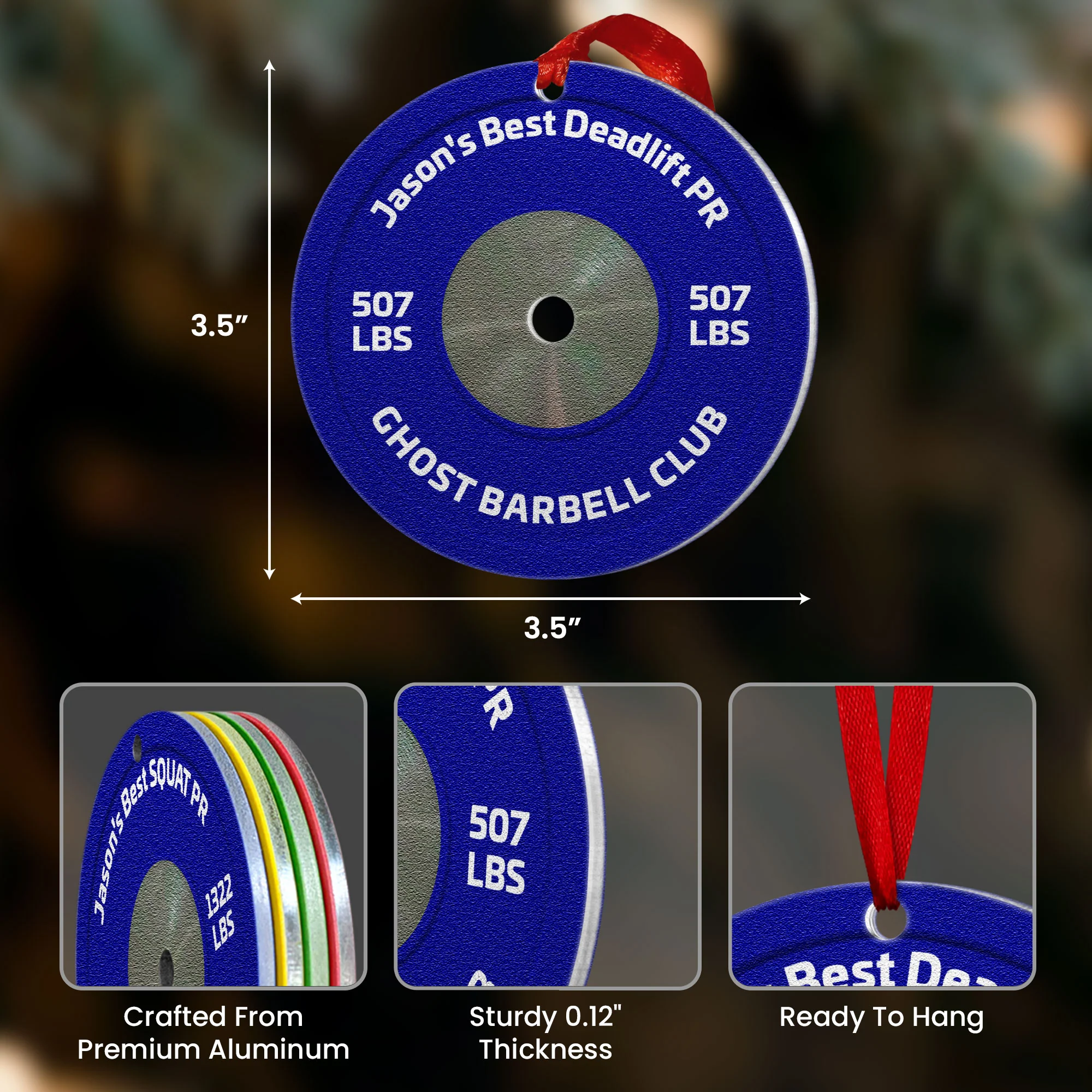[Only available in the U.S] Best PR On Weight Plate - Personalized Aluminum Ornament - Image 5