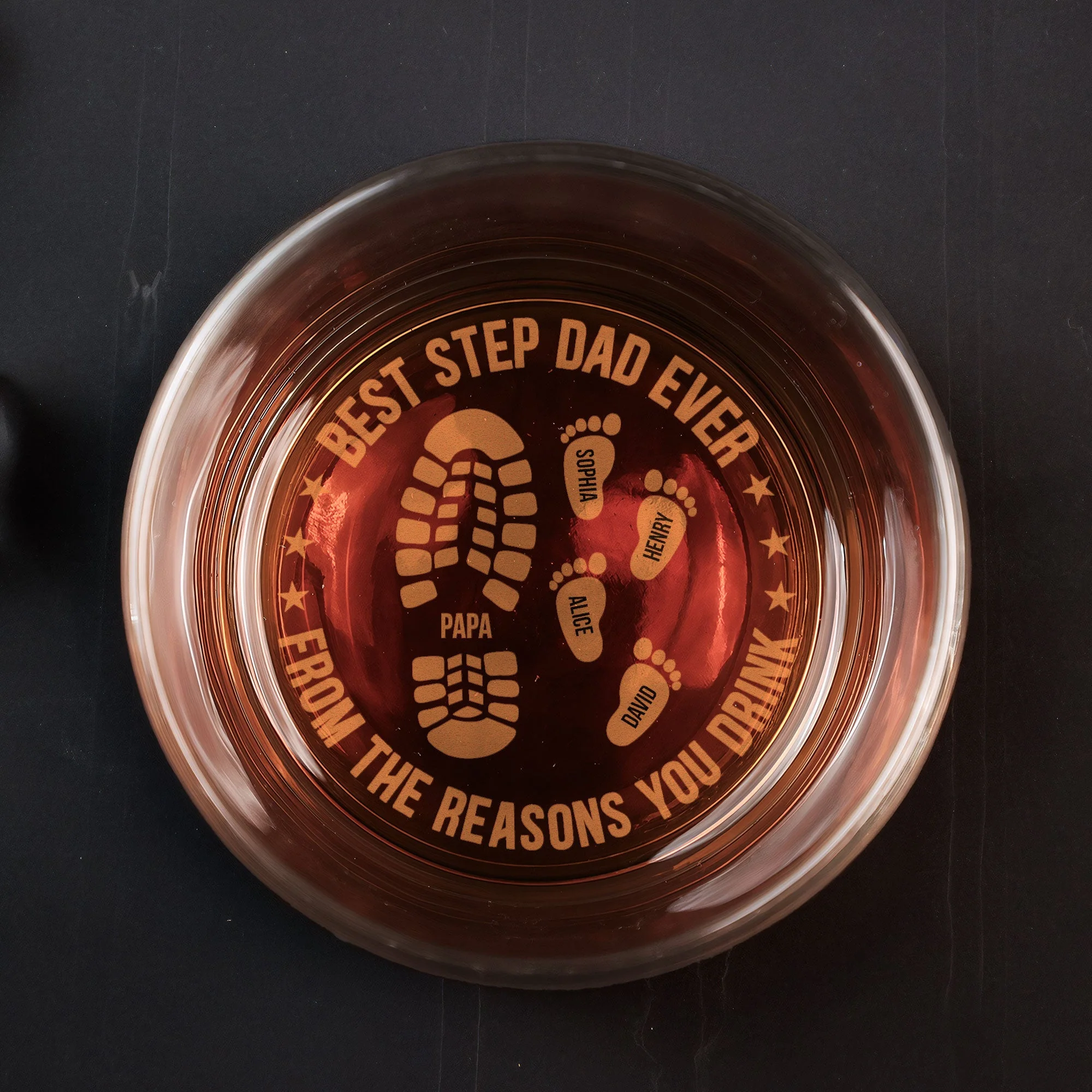 Best Stepdad Ever - Personalized Engraved Whiskey Glass - Image 3