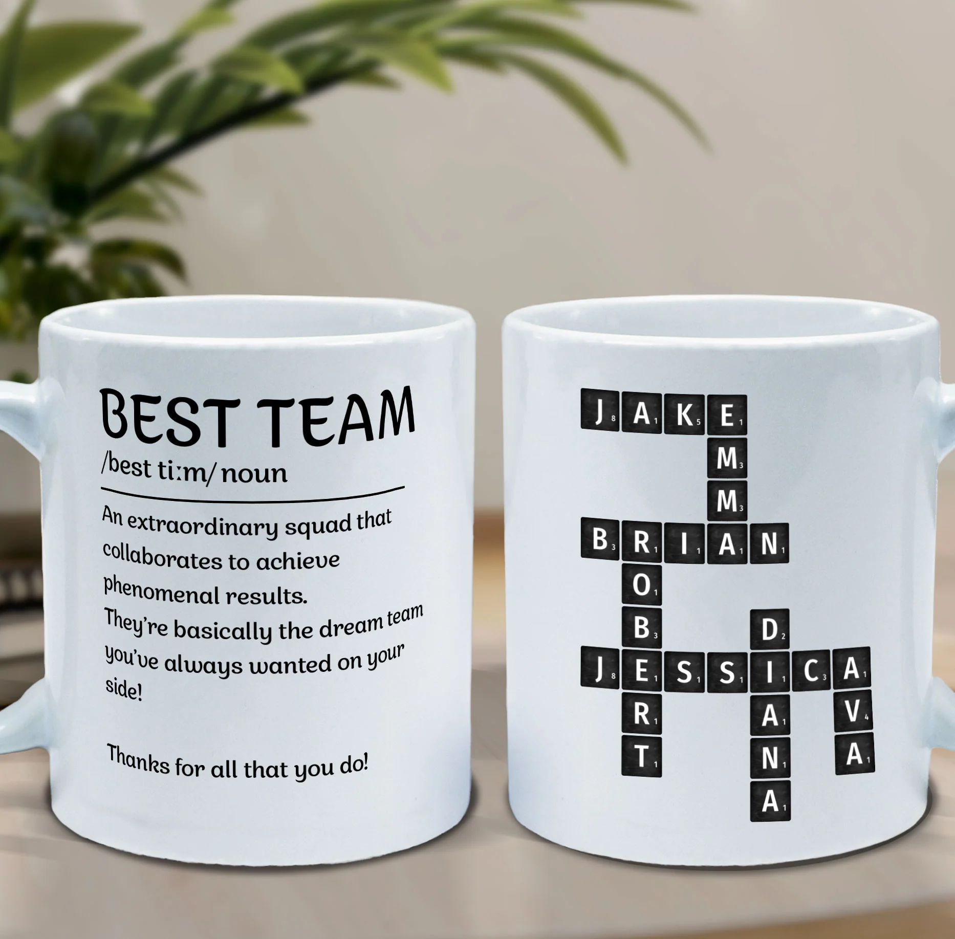 Best Team Coworker Mug Scrabble Custom Name - Personalized Mug