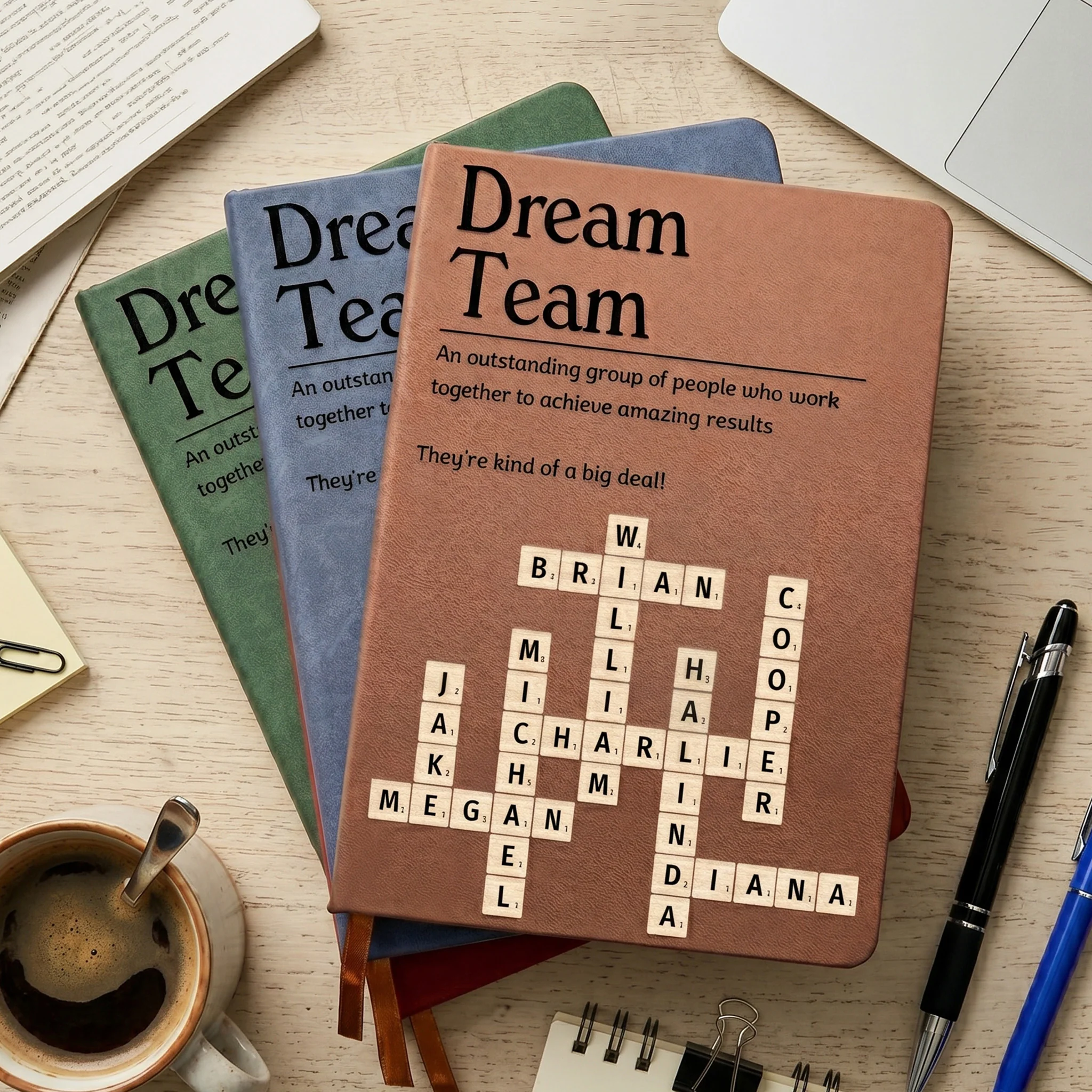 Best Team Coworker Mug Scrabble Custom Name Thank You Gift For Coworkers, Friends - Personalized Journal