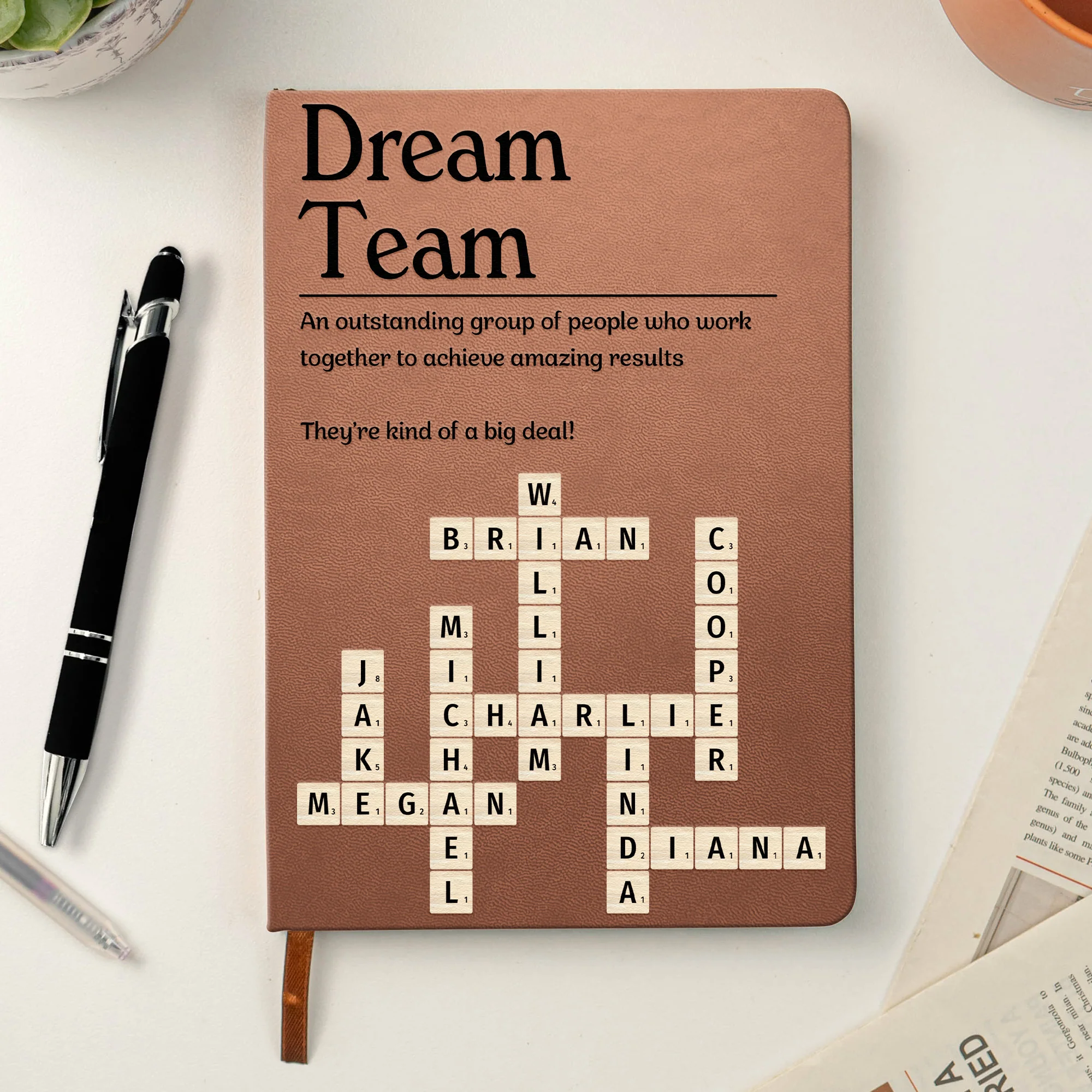 Best Team Coworker Mug Scrabble Custom Name Thank You Gift For Coworkers, Friends - Personalized Journal - Image 2