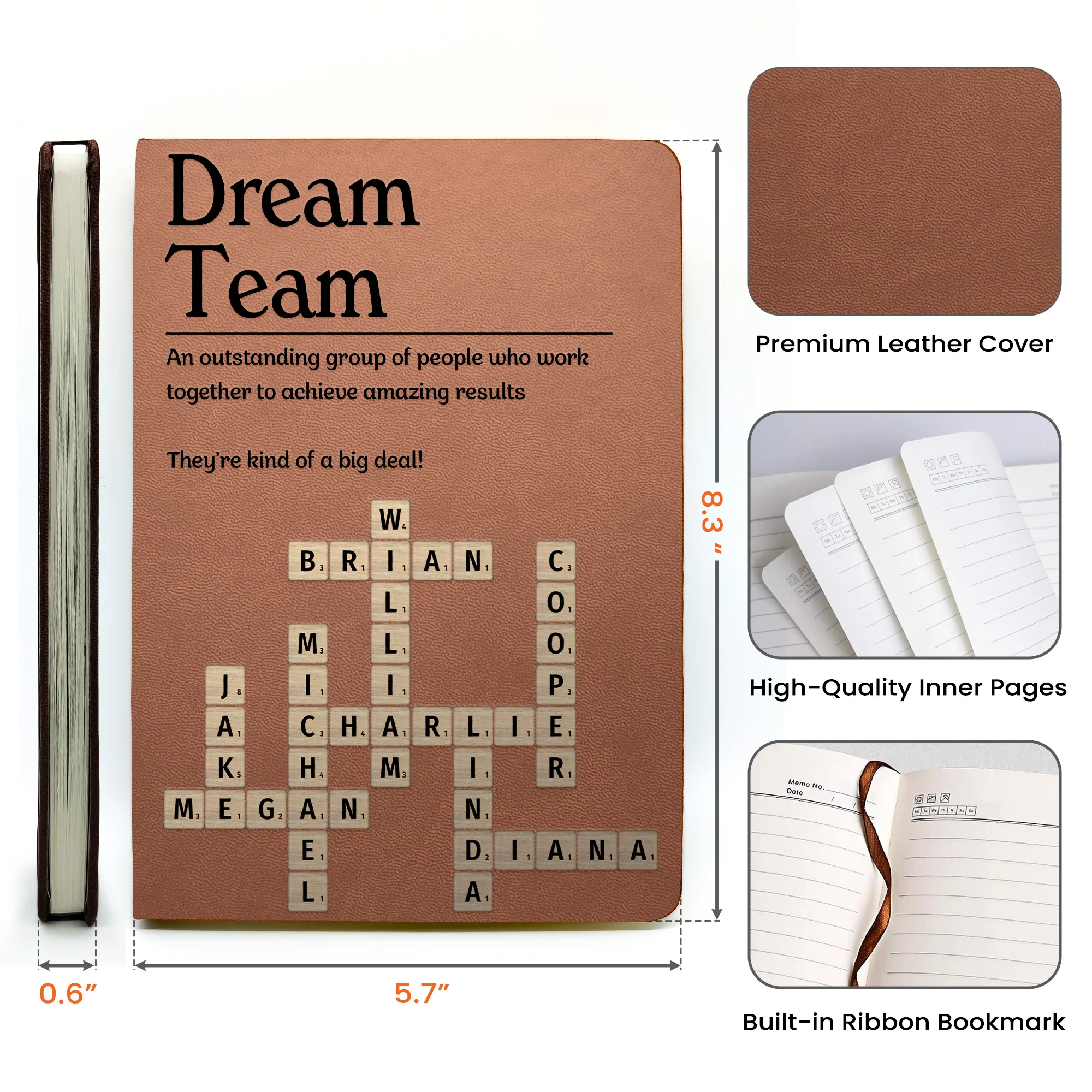 Best Team Coworker Mug Scrabble Custom Name Thank You Gift For Coworkers, Friends - Personalized Journal - Image 6