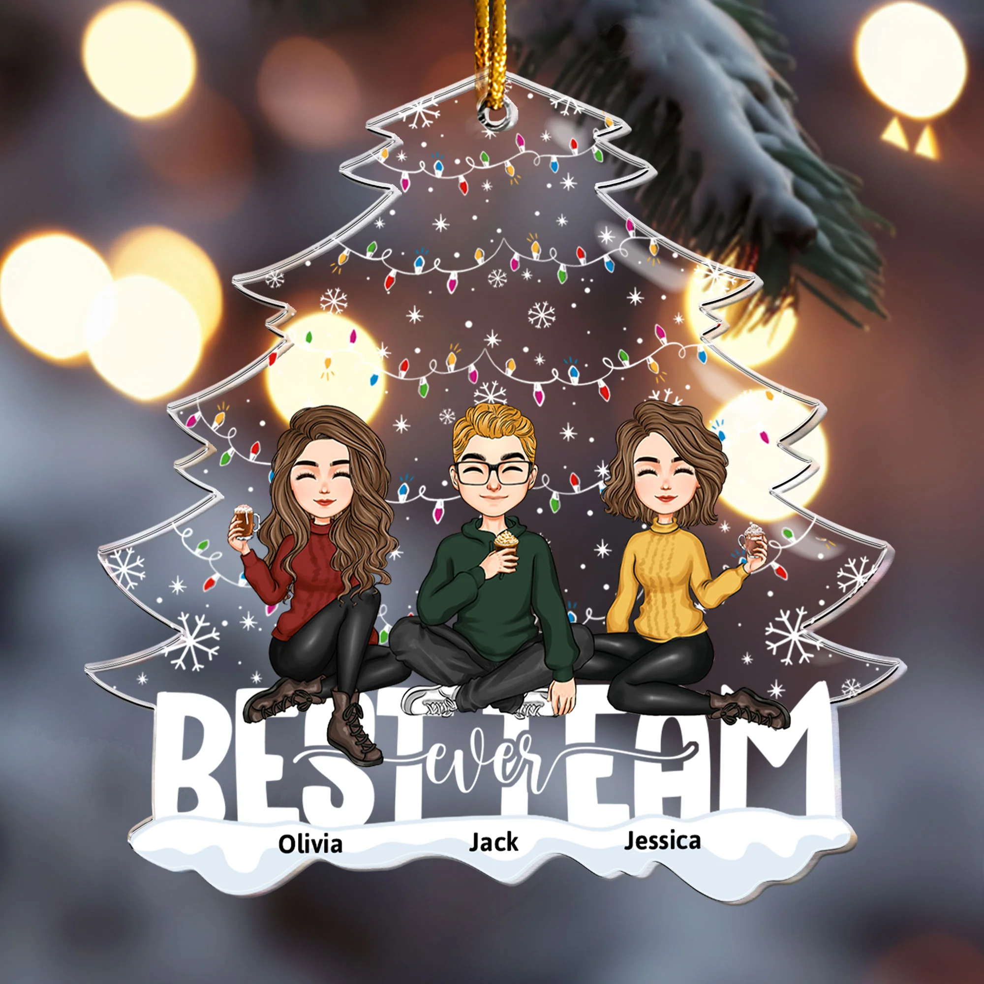 Best Team Ever Coworker Christmas - Personalized Acrylic Ornament - Image 4