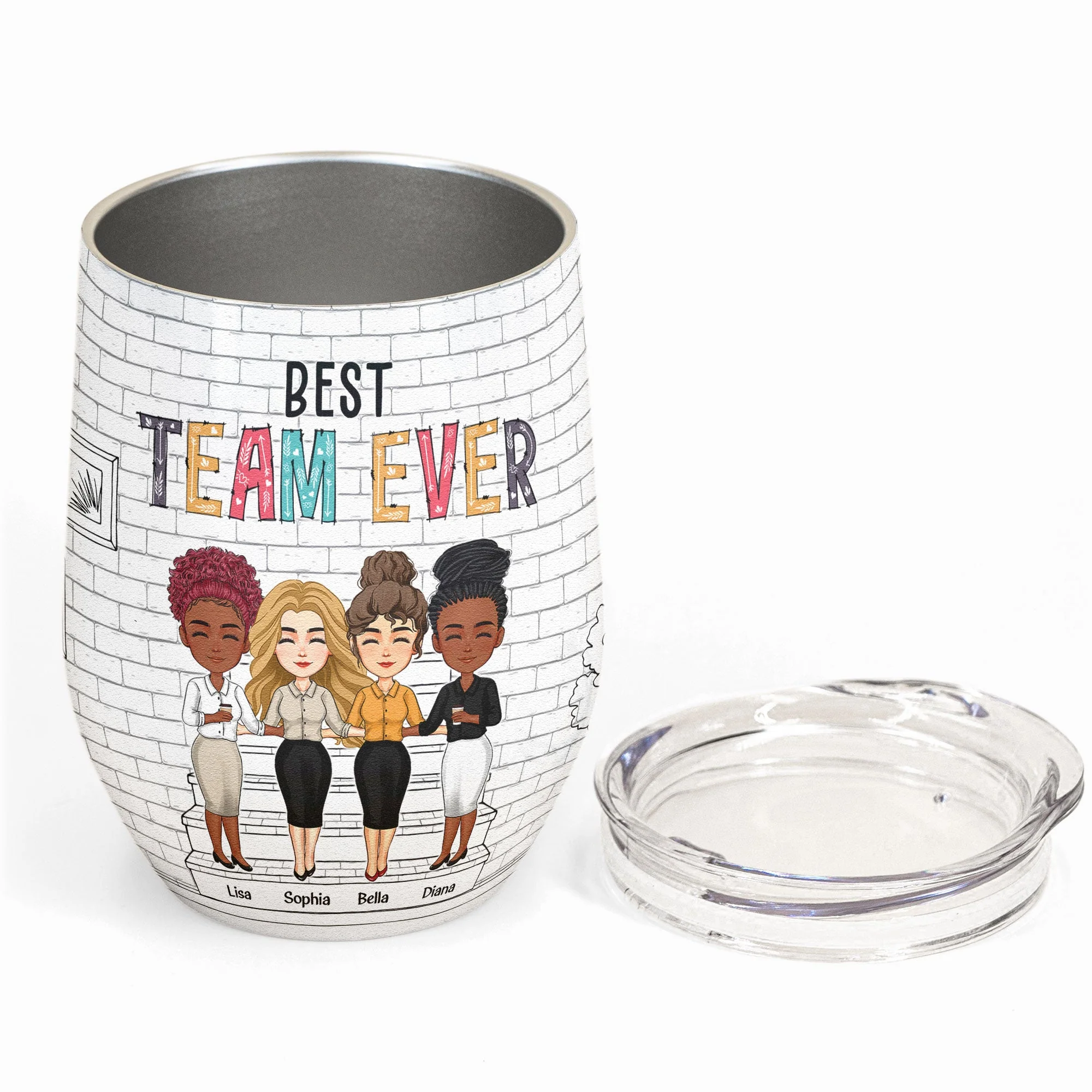 Best Team Ever - Personalized Wine Tumbler - Birthday Gift For Coworkers, Colleagues, Friends - Image 2
