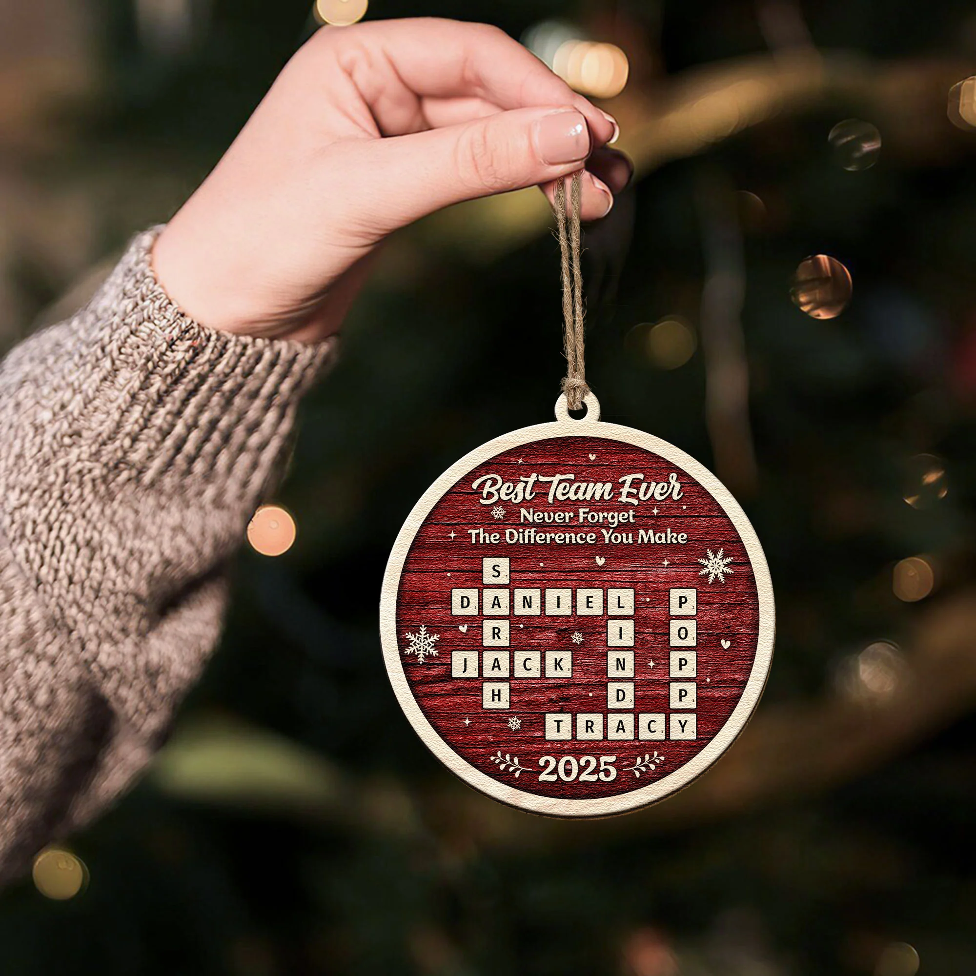 Best Team Ever Scrabble - Personalized Wooden Ornament - Image 4