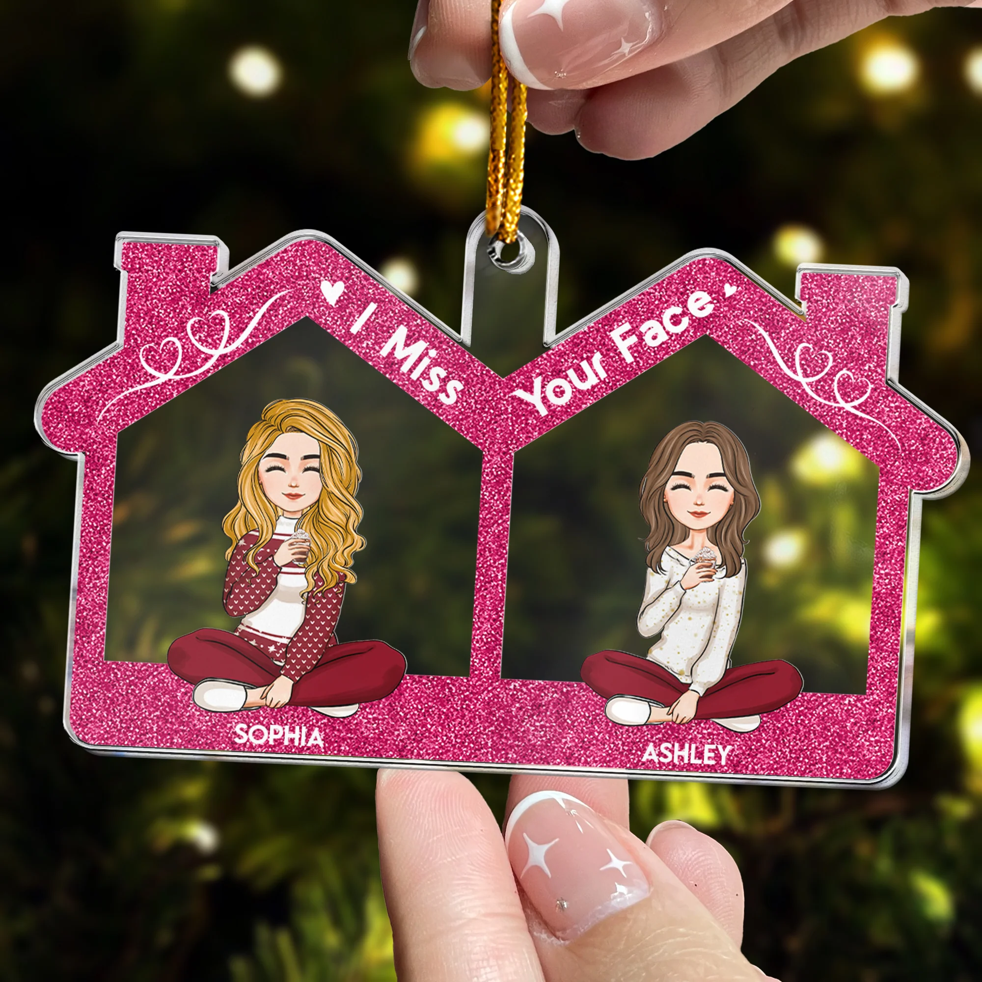 Bestie - I Miss Your Face - Personalized Acrylic Ornament - Image 3