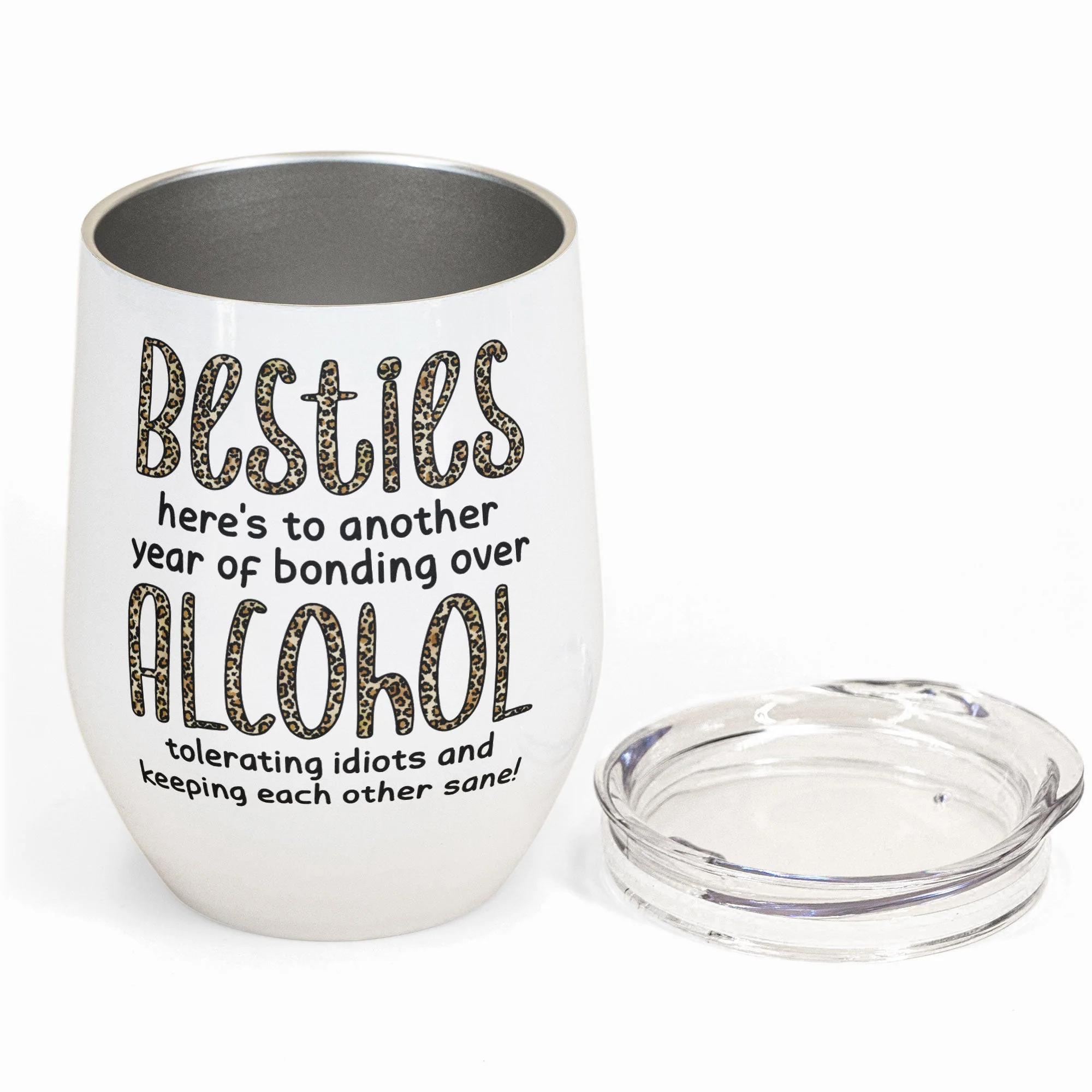 Besties, Alcohol Tolerating, Bonding Over, Keeping Each Other Sane - Personalized Wine Tumbler - Image 3