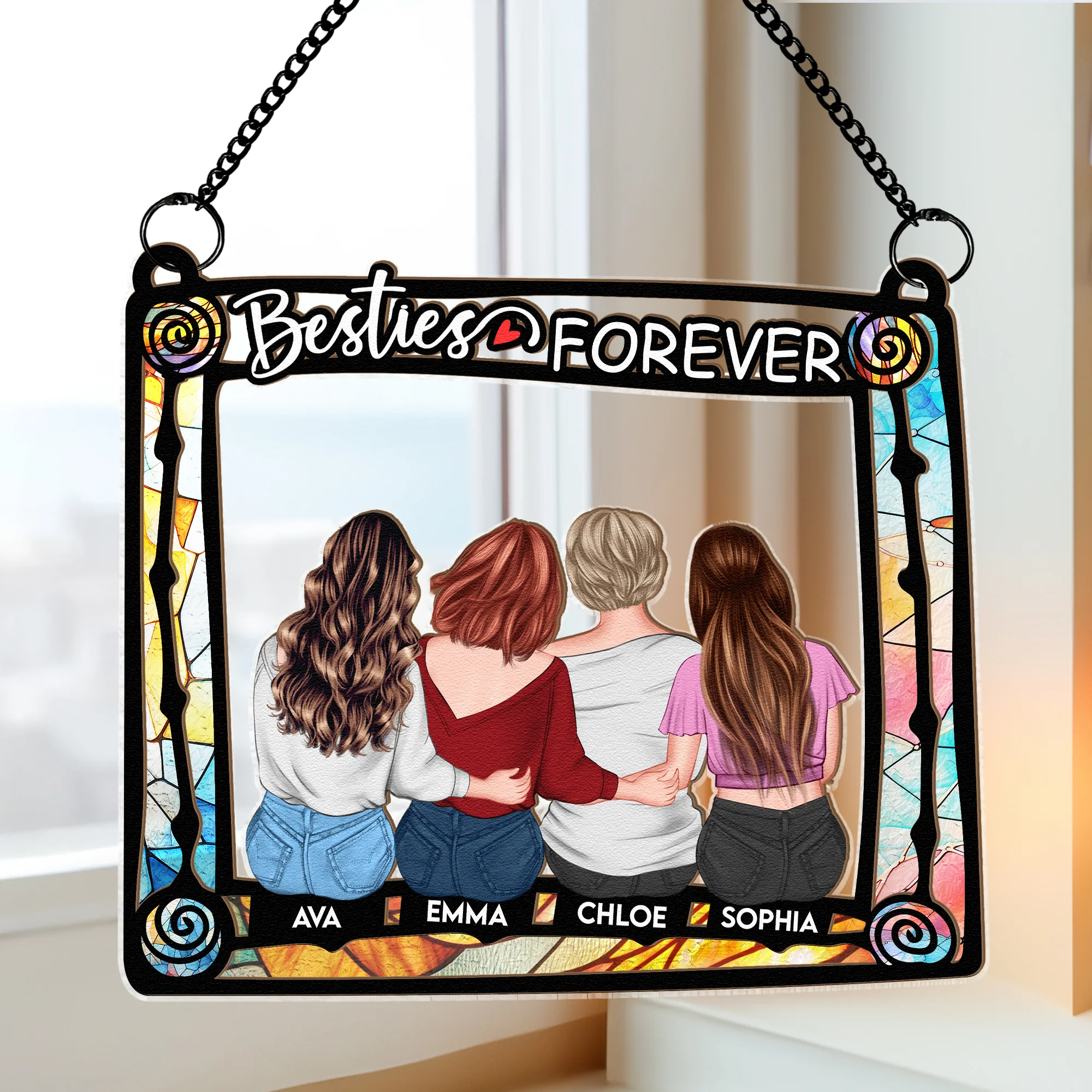 Besties Are Forever - Personalized Window Hanging Suncatcher Ornament - Image 3