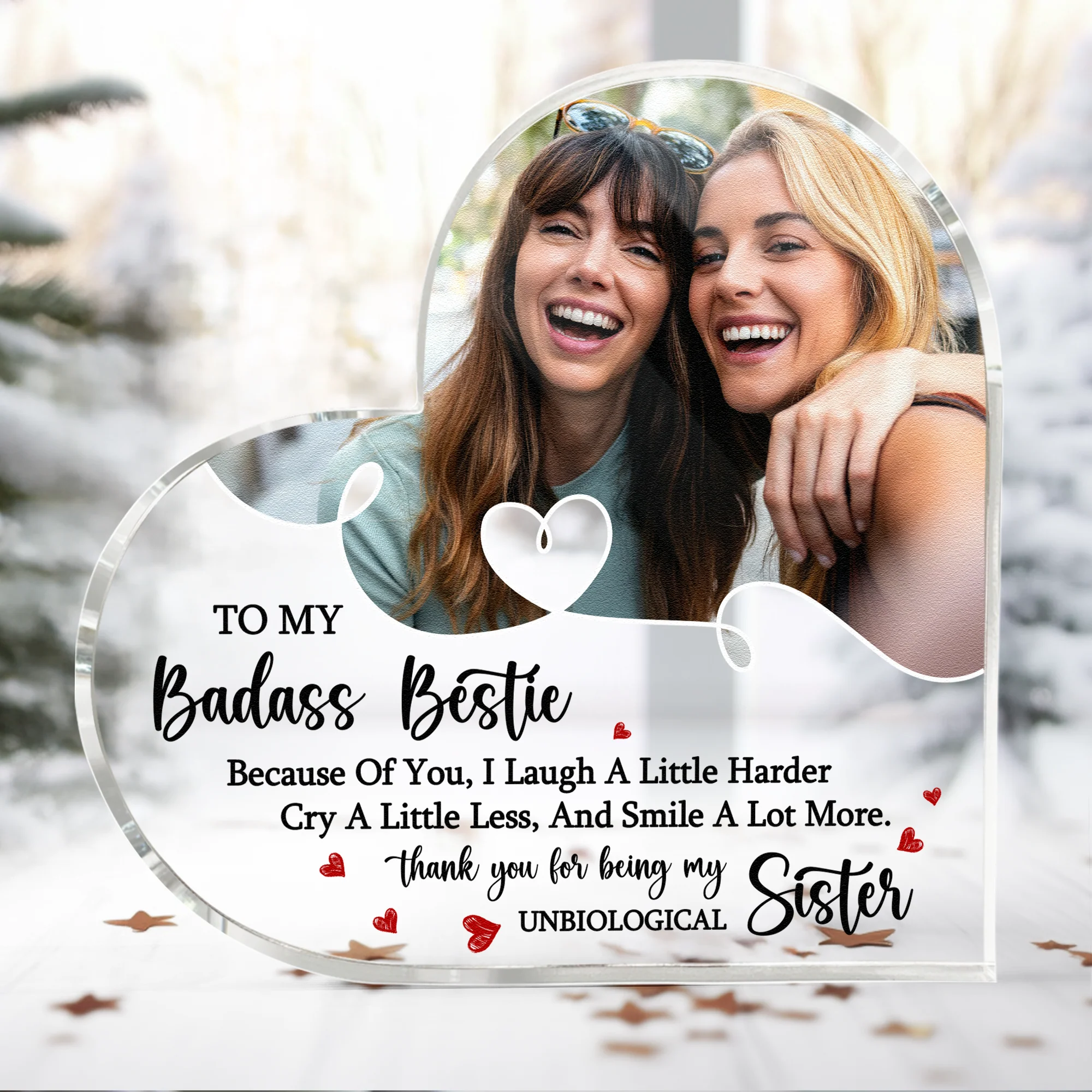 Besties Because Of You I Laugh A Little Harder - Personalized Acrylic Photo Plaque - Image 5