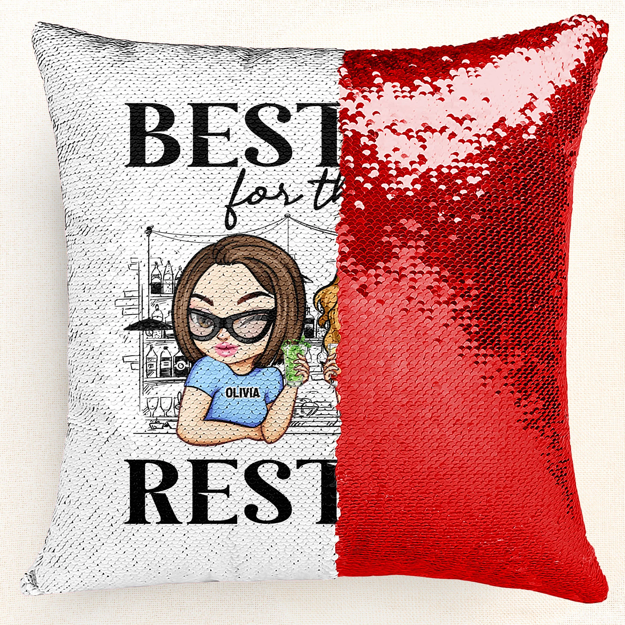 Besties For The Resties Gift For Friends - Custom Sequin Pillow - Image 2