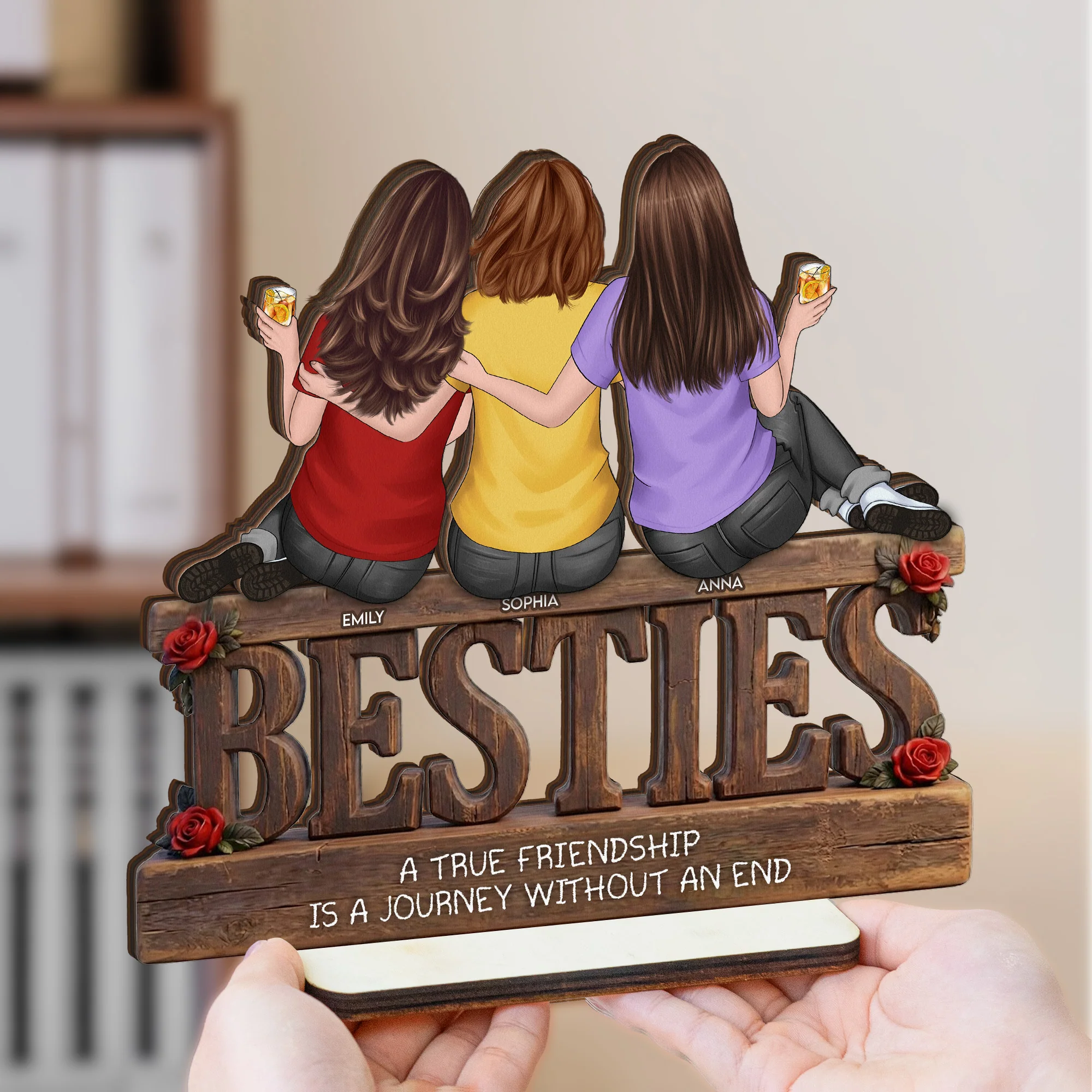 Besties Forever Birthday Thank You Gifts For Friends, Besties, Sisters - Personalized Wooden Plaque - Image 3