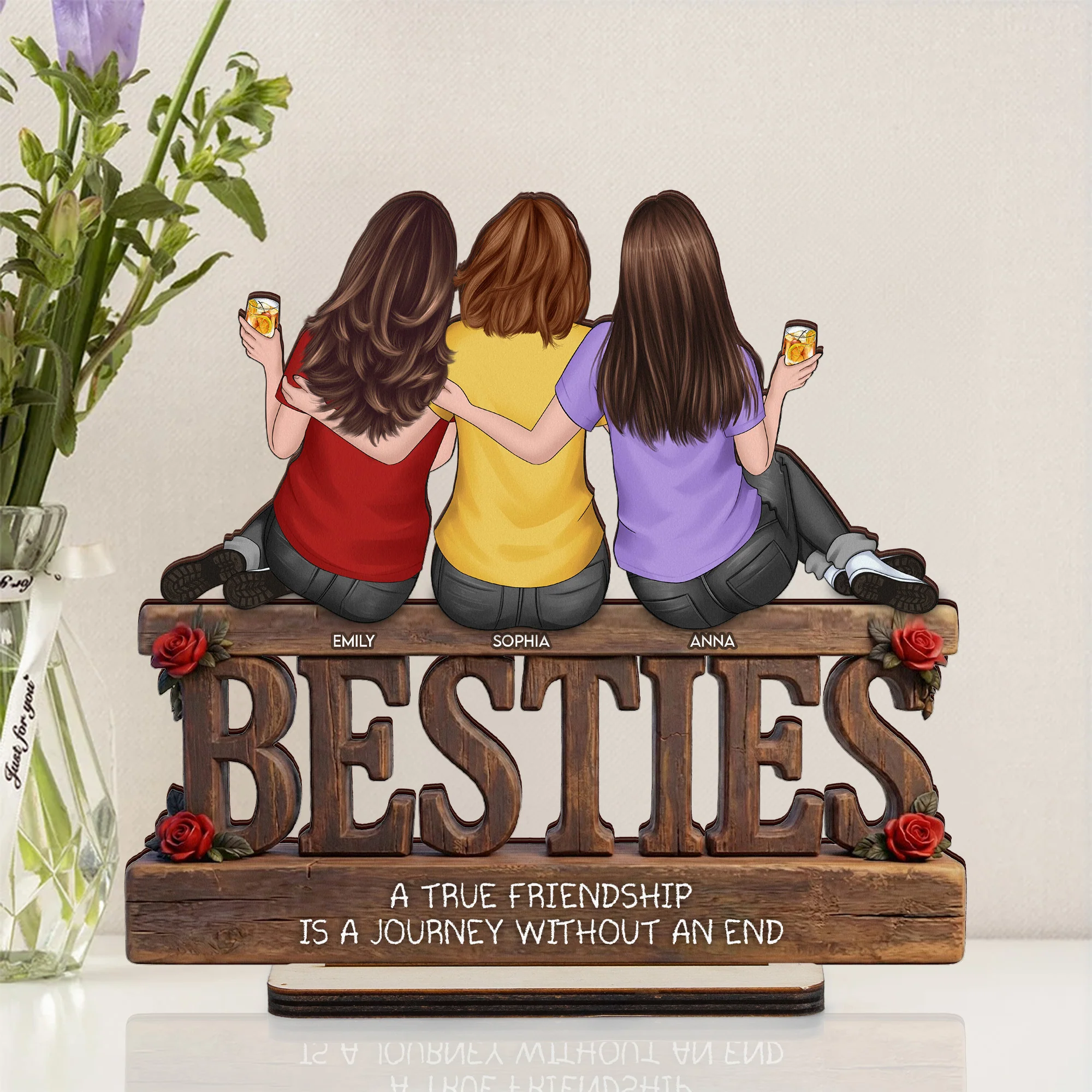 Besties Forever Birthday Thank You Gifts For Friends, Besties, Sisters - Personalized Wooden Plaque - Image 4