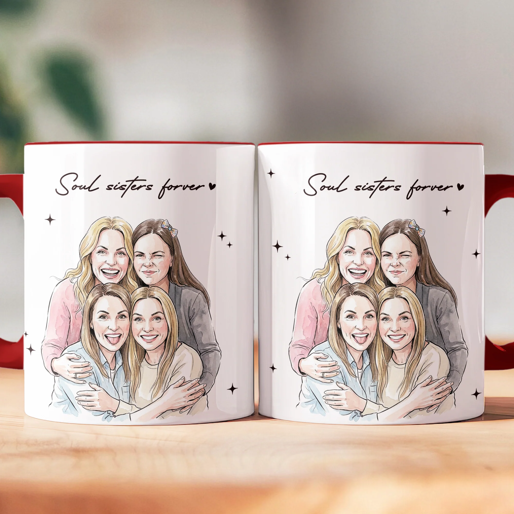 Besties Forever Custom Photo Watercolor Art Friendship Gift For BFF, Soul Sisters - Personalized Mug - Image 4