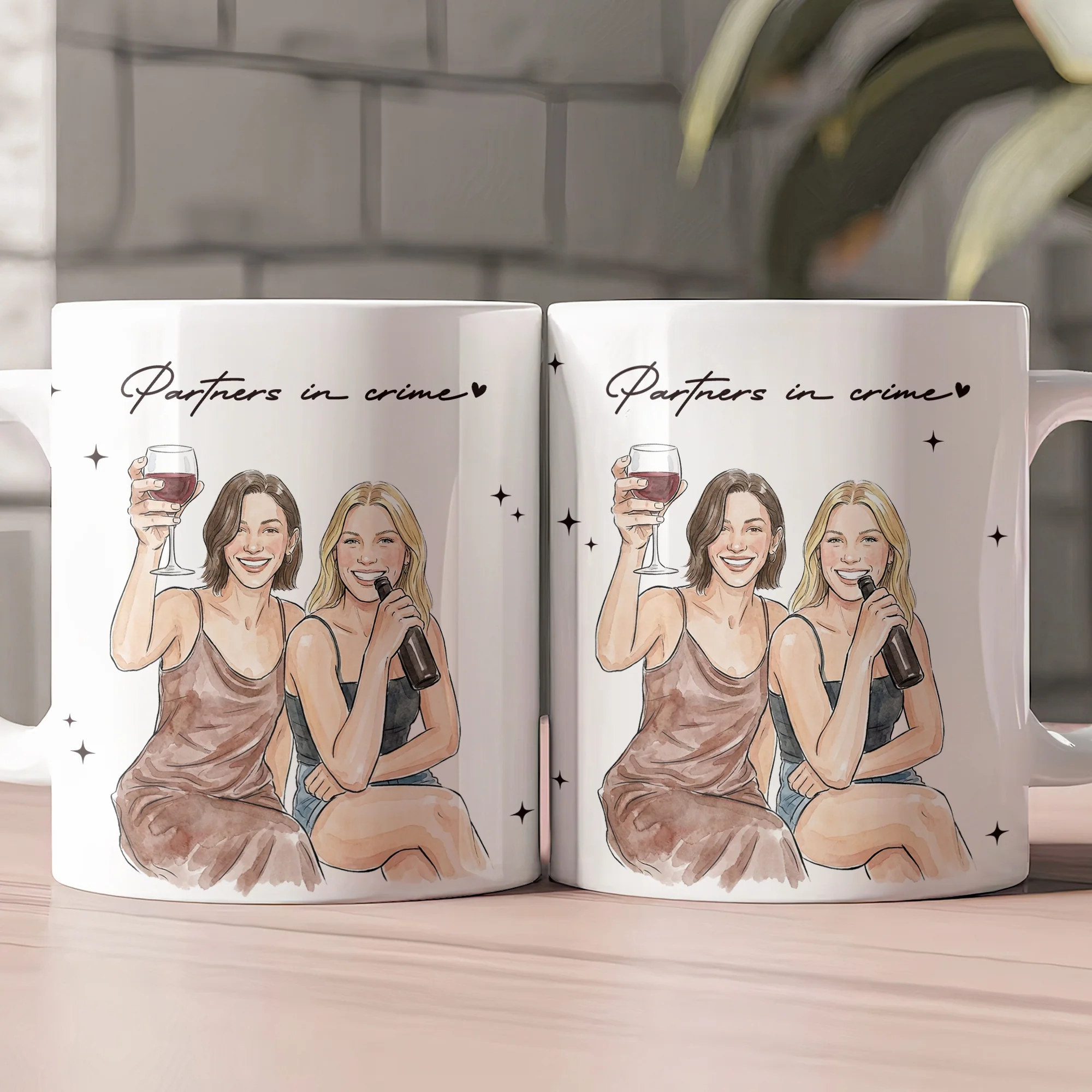 Besties Forever Custom Photo Watercolor Art Friendship Gift For BFF, Soul Sisters - Personalized Mug - Image 6