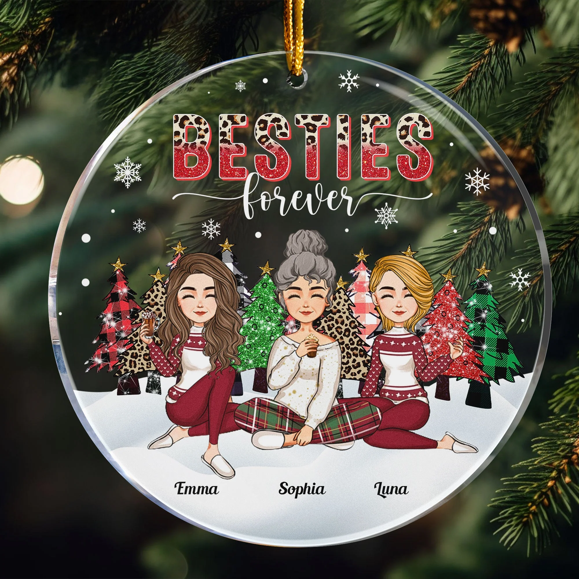 Besties Forever Friendship Gift - Personalized Acrylic Ornament - Image 3