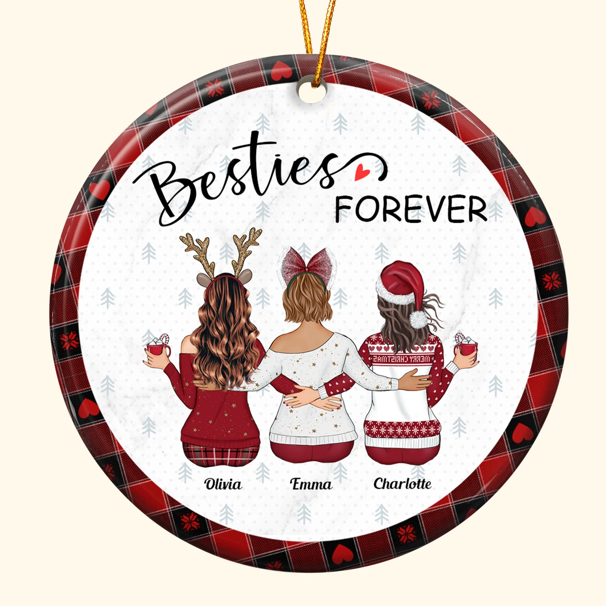 Besties Forever New Version - Personalized Ceramic Ornament - Image 4