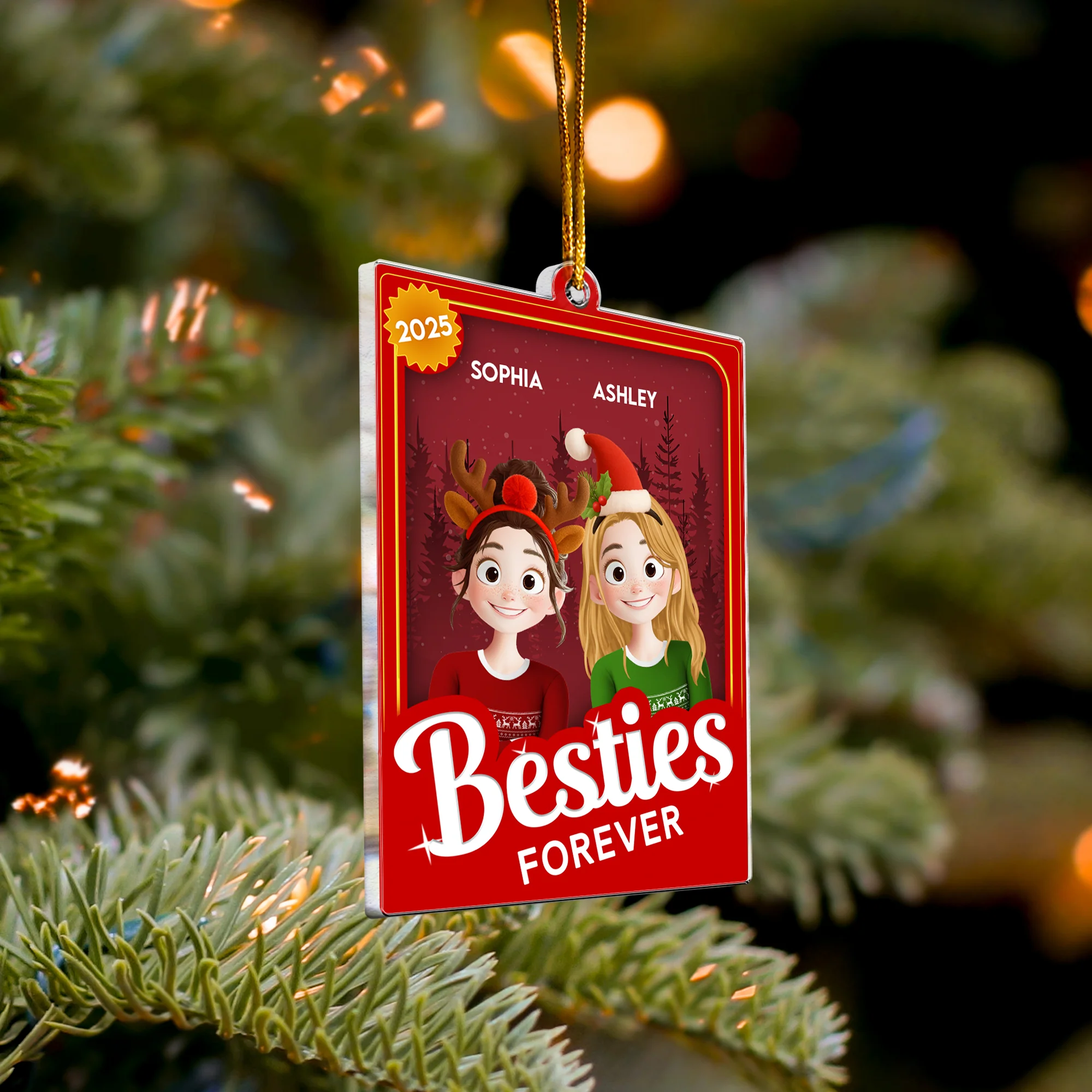 Besties Forever - Personalized Acrylic Ornament - Image 4